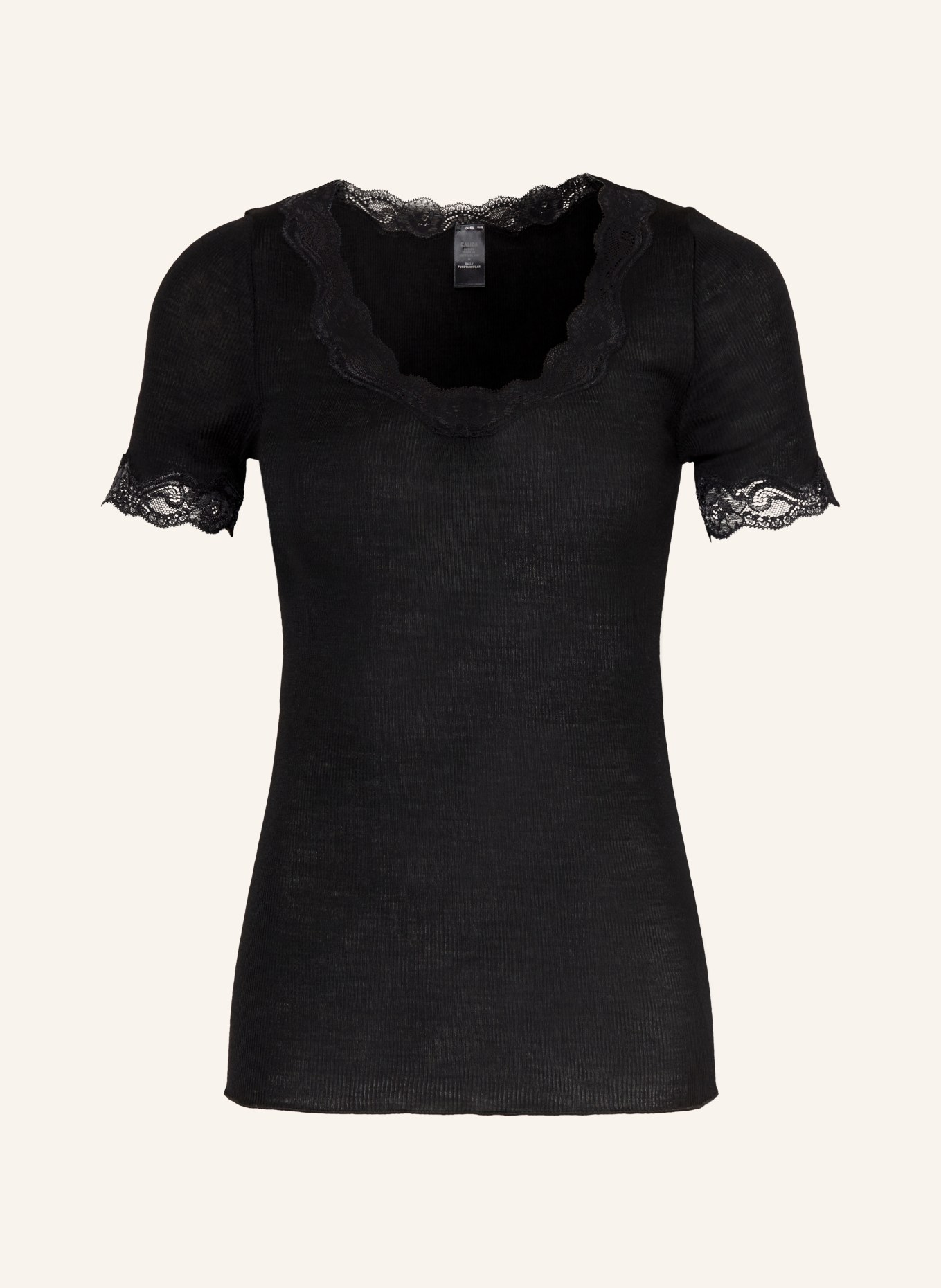 CALIDA Slaaphemd RICHESSE LACE met zijde: ZWART