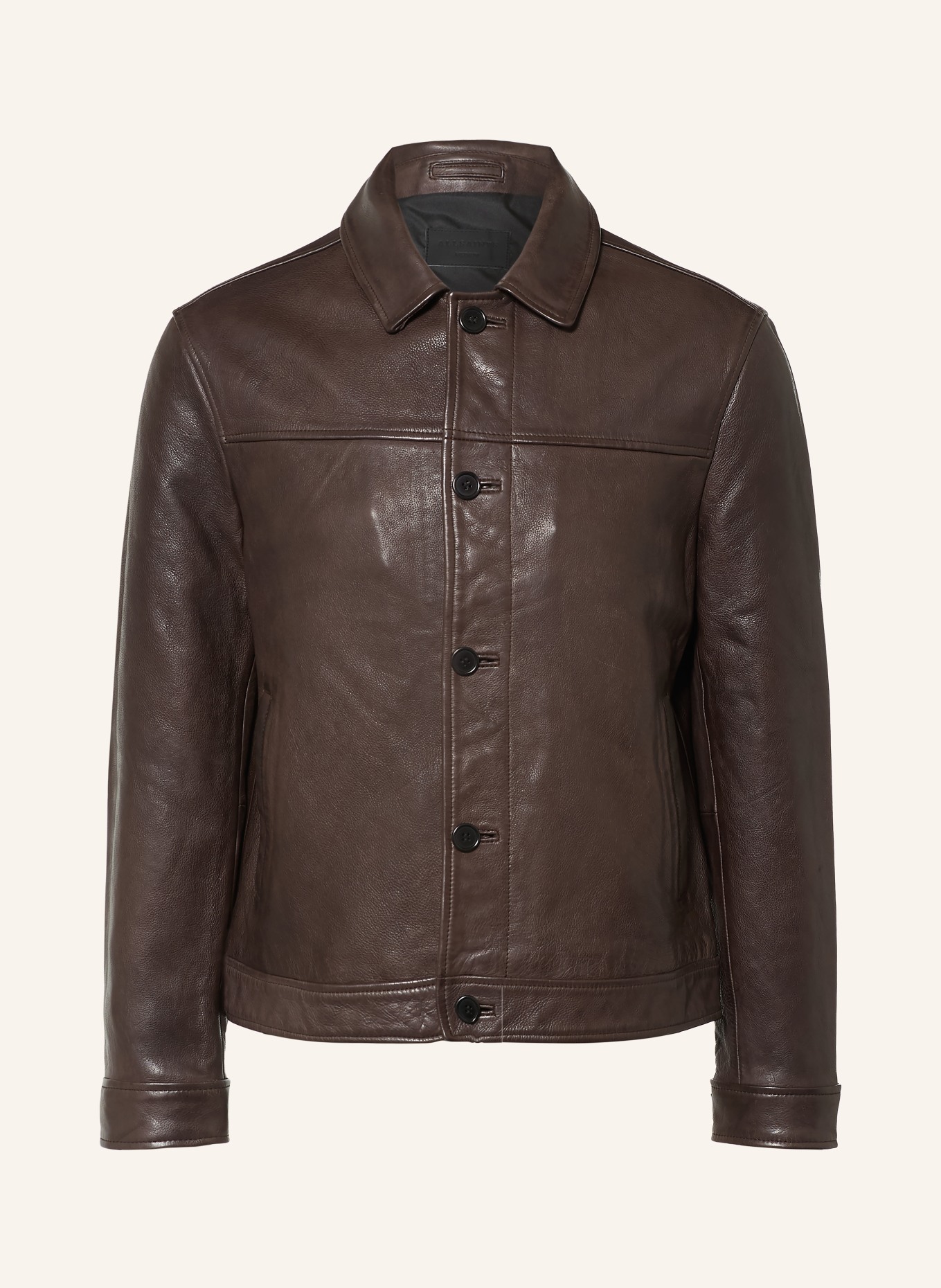 ALLSAINTS NATES Leather Jacket: DARK BROWN