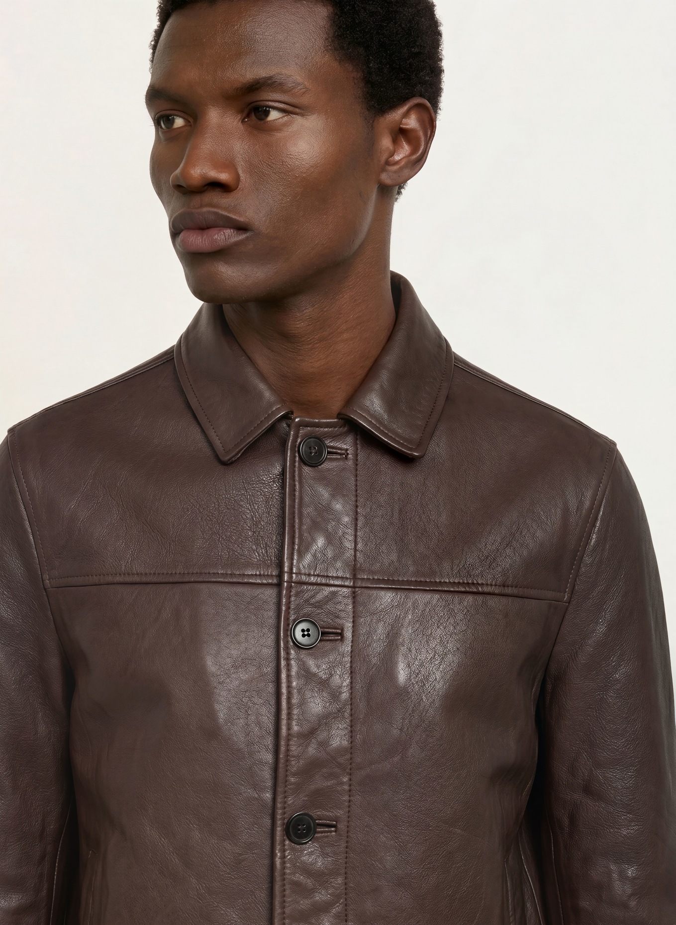 ALLSAINTS NATES Leather Jacket: DARK BROWN