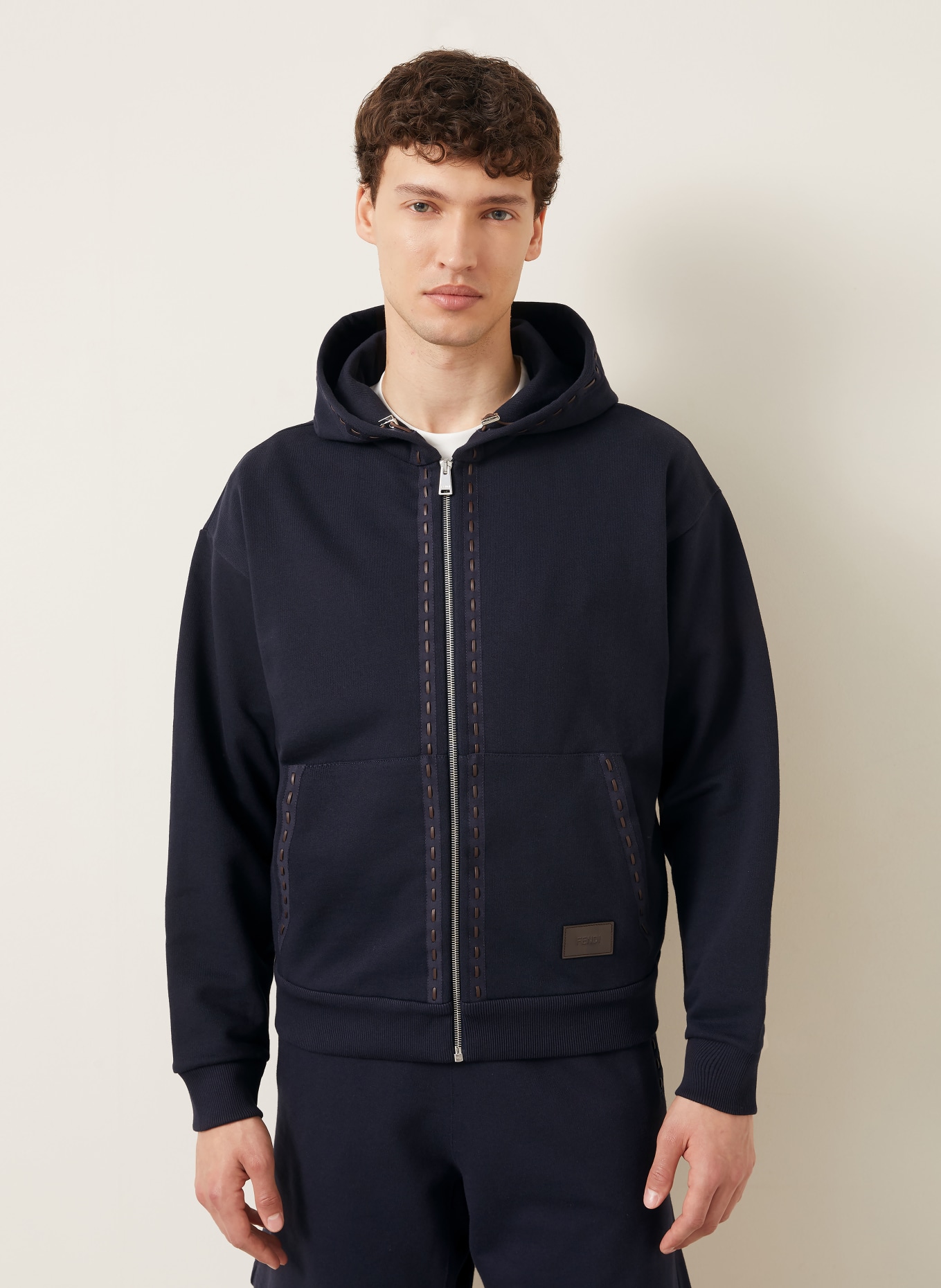 FENDI Sweatjacke: DUNKELBLAU / DUNKELBRAUN