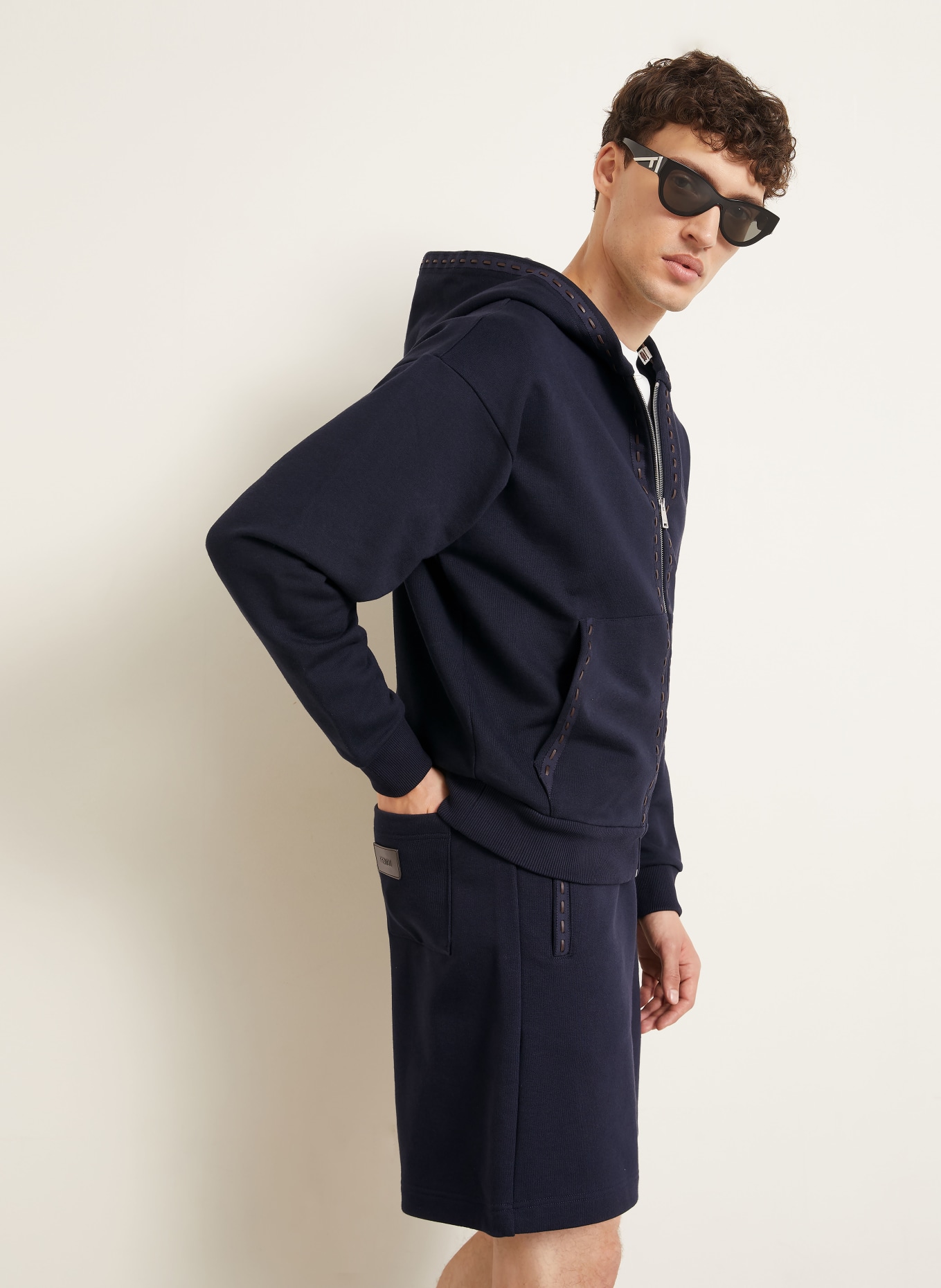FENDI Sweatjacke: DUNKELBLAU / DUNKELBRAUN