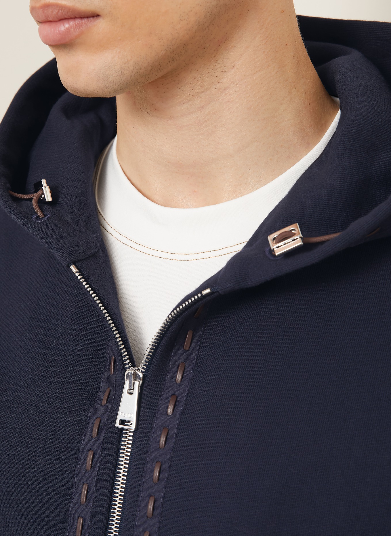 FENDI Sweatjacke: DUNKELBLAU / DUNKELBRAUN