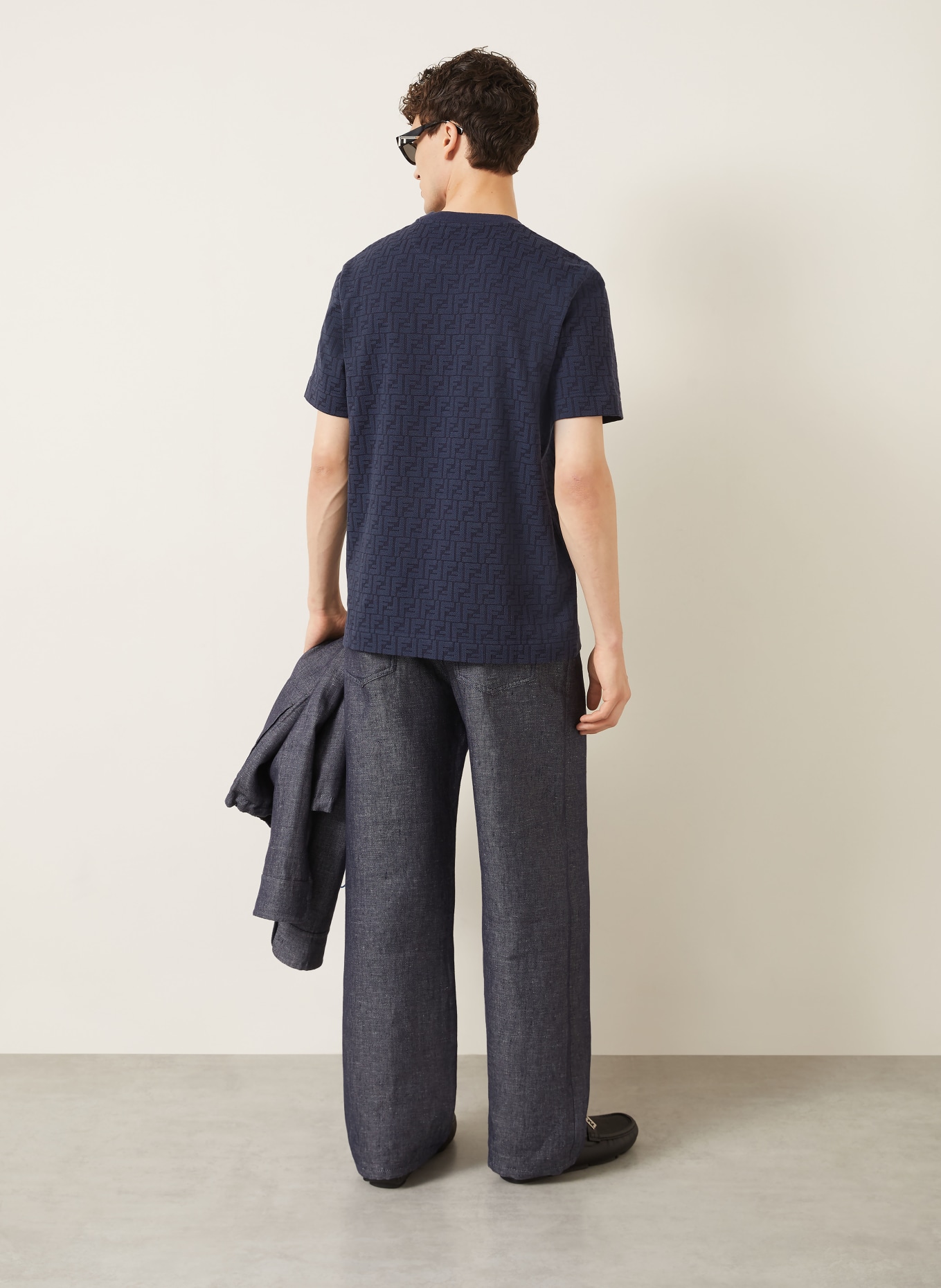 FENDI T-Shirt aus Piqué: DUNKELBLAU
