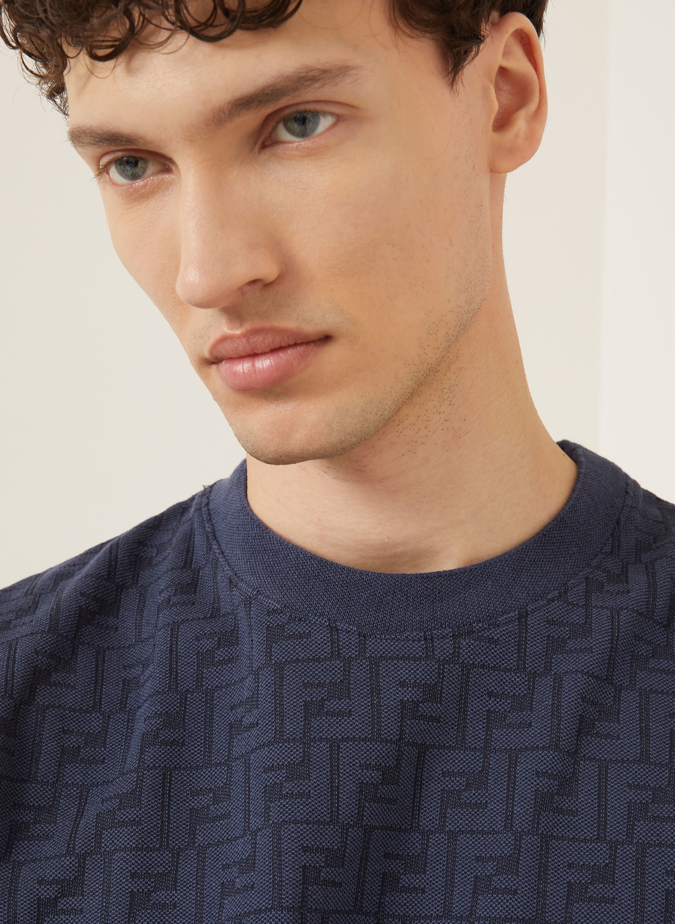 FENDI T-Shirt aus Piqué: DUNKELBLAU