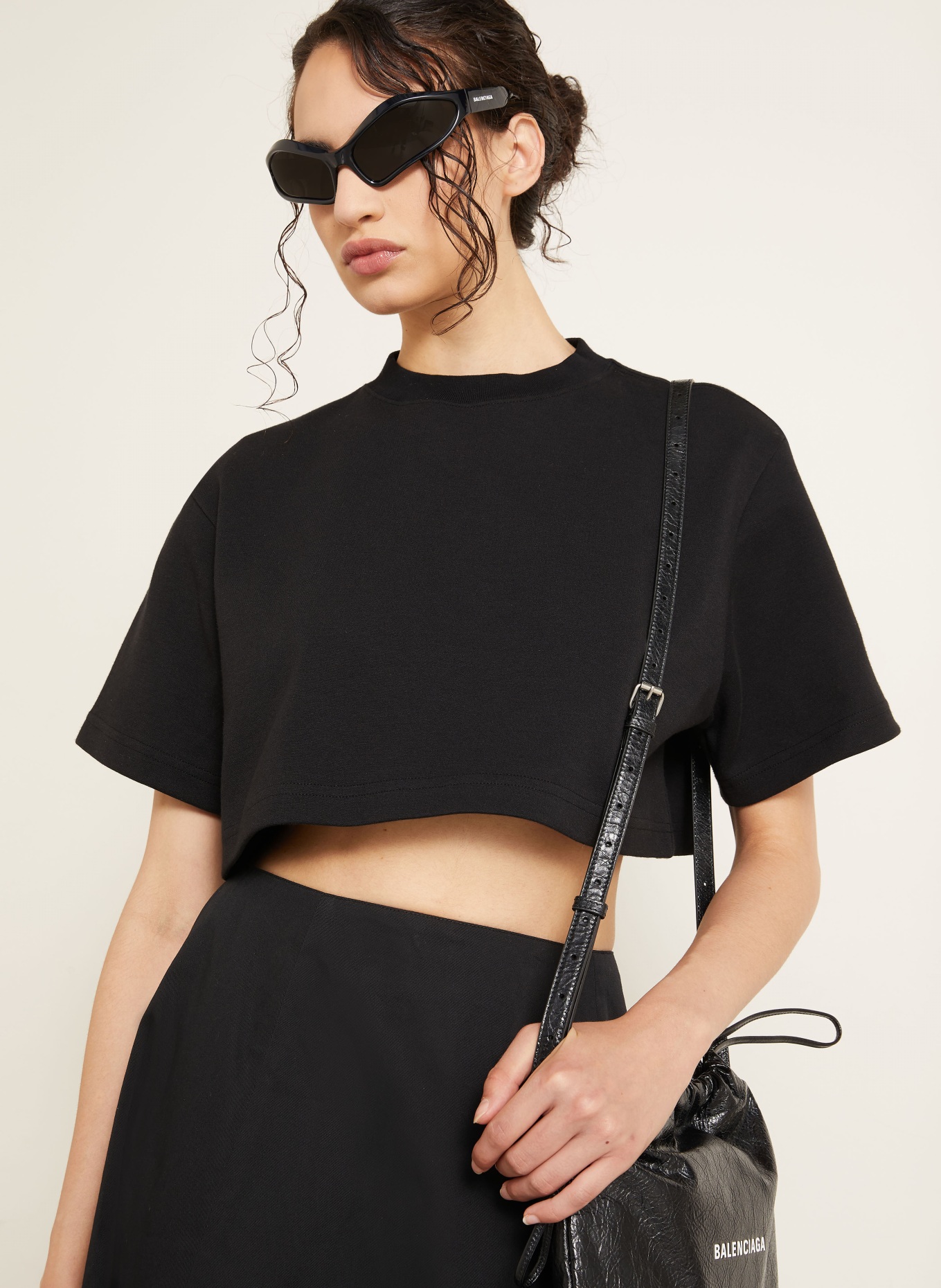 BALENCIAGA Cropped-Shirt: SCHWARZ
