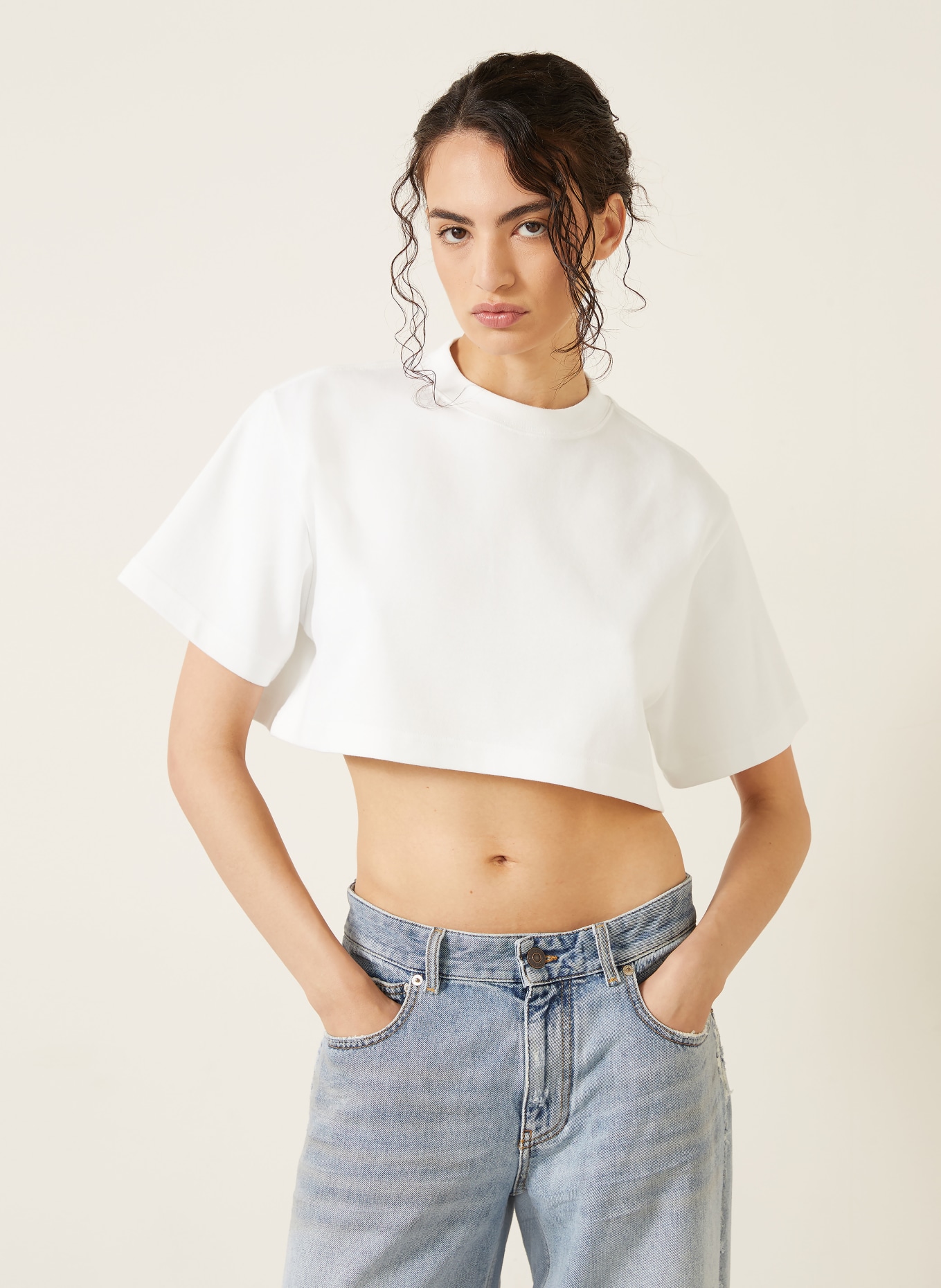 BALENCIAGA Cropped-Shirt: WEISS
