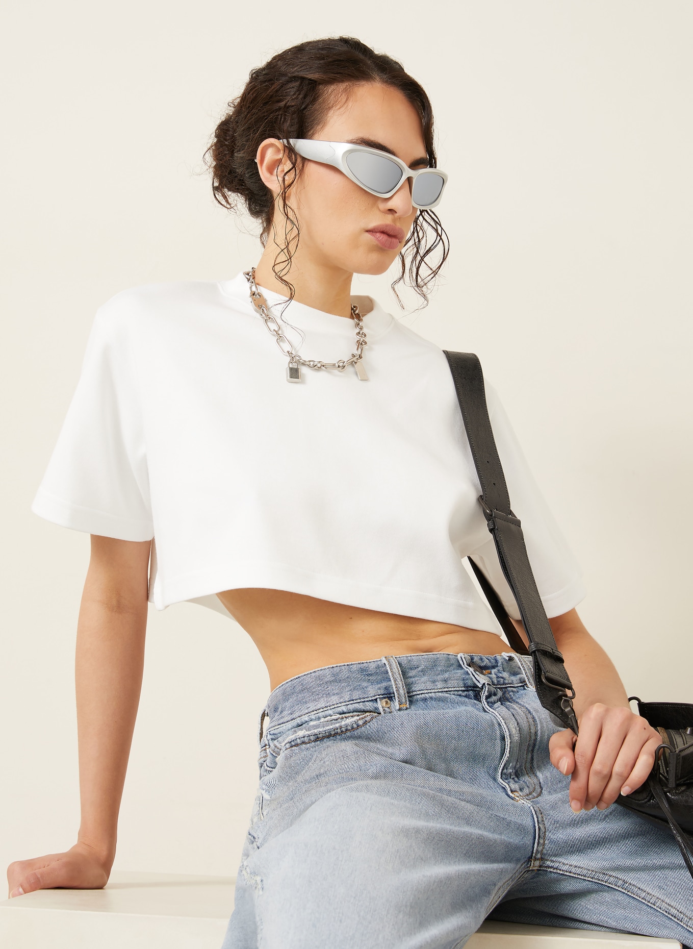BALENCIAGA Cropped-Shirt: WEISS