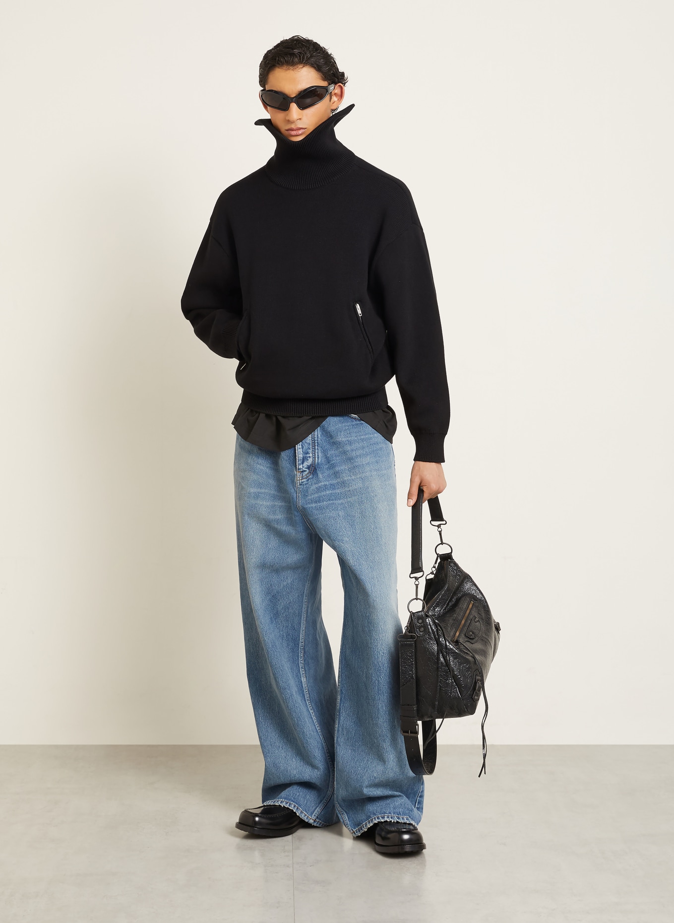 BALENCIAGA Half-zip sweater back-to-front: BLACK