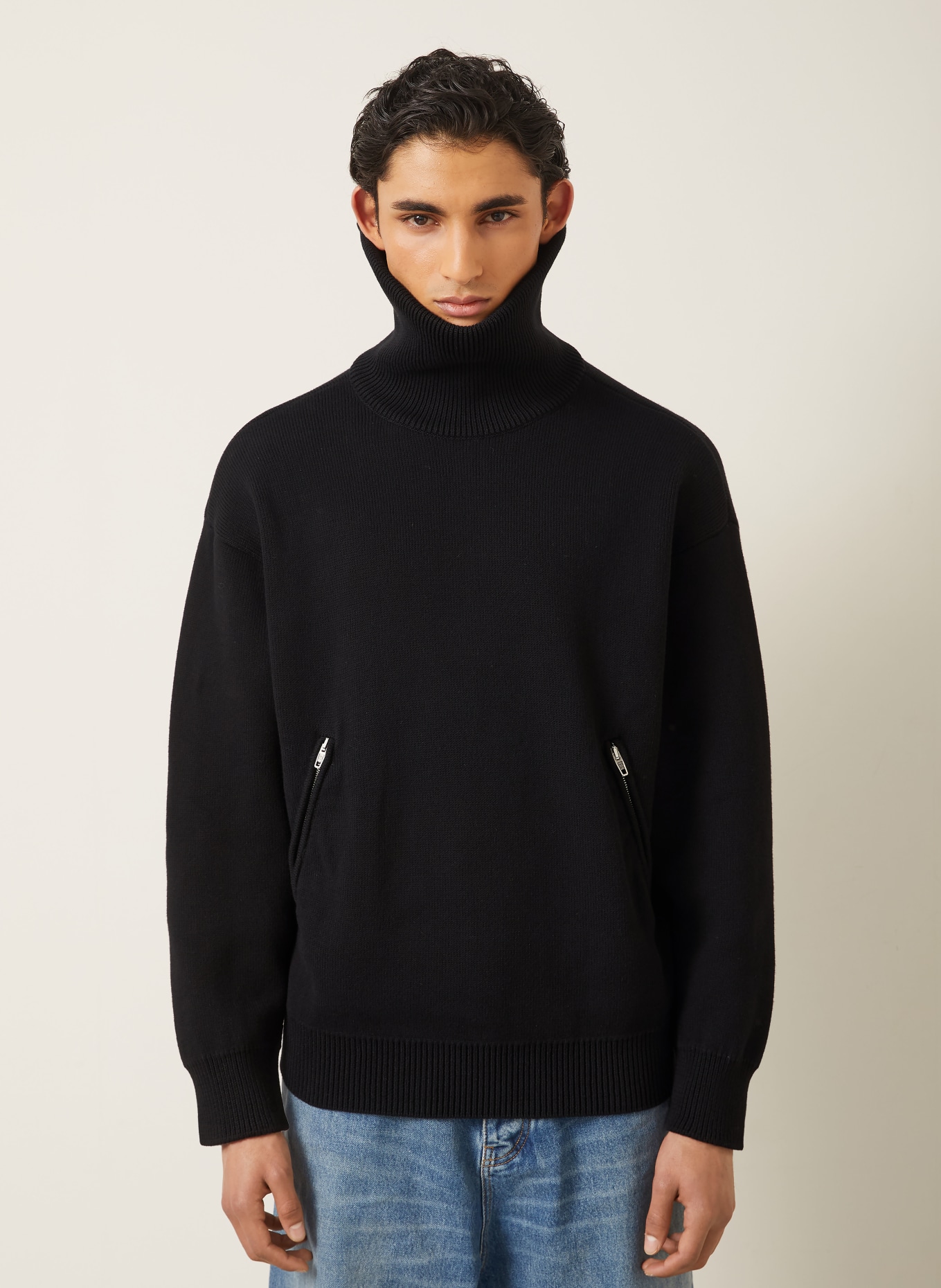 BALENCIAGA Half-zip sweater back-to-front: BLACK