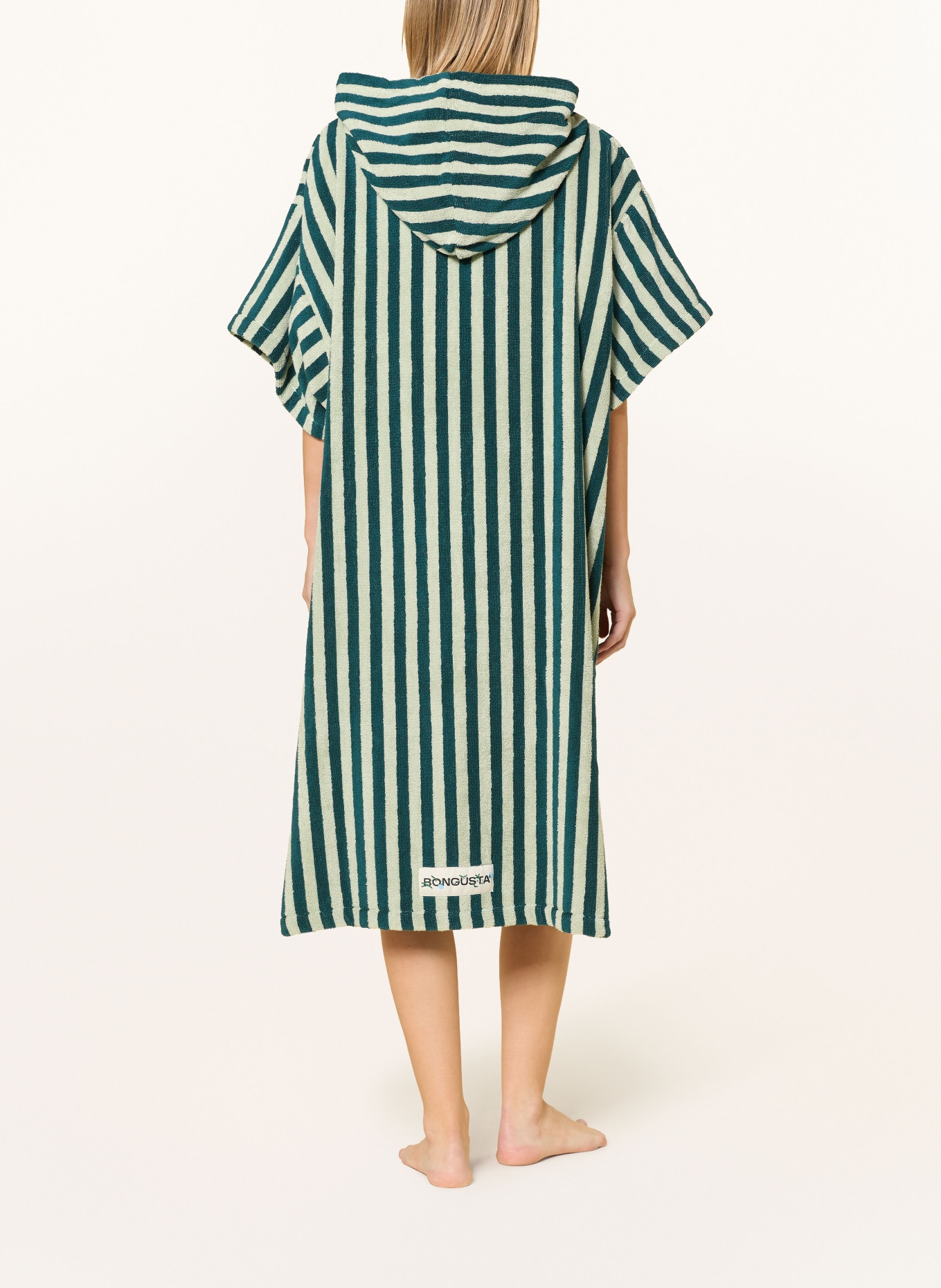 BONGUSTA Unisex-Poncho NARAM mit Kapuze: DUNKELGRÜN / HELLGRÜN