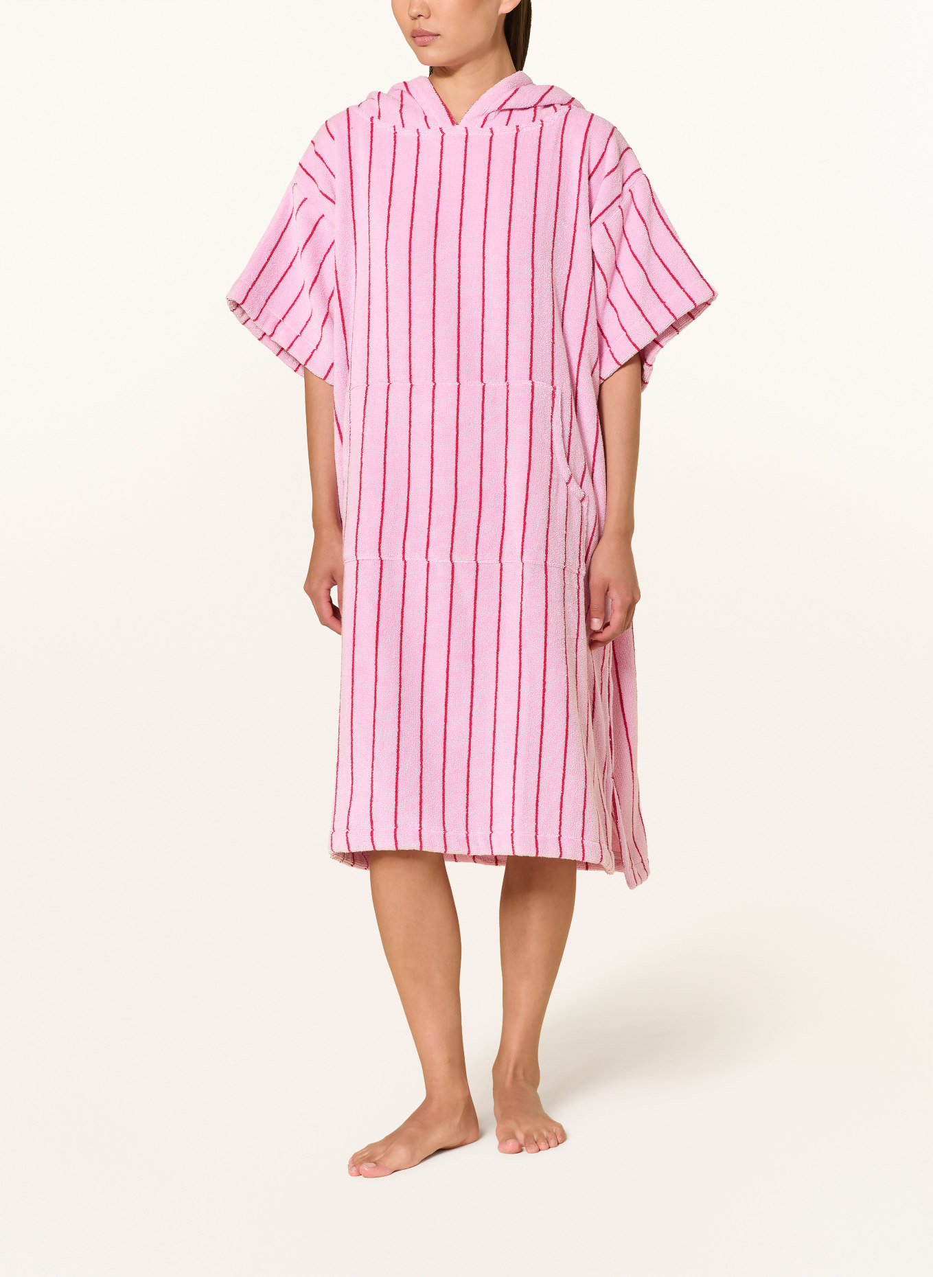 BONGUSTA Poncho unisexe NARAM avec capuche: ROSE / ROUGE