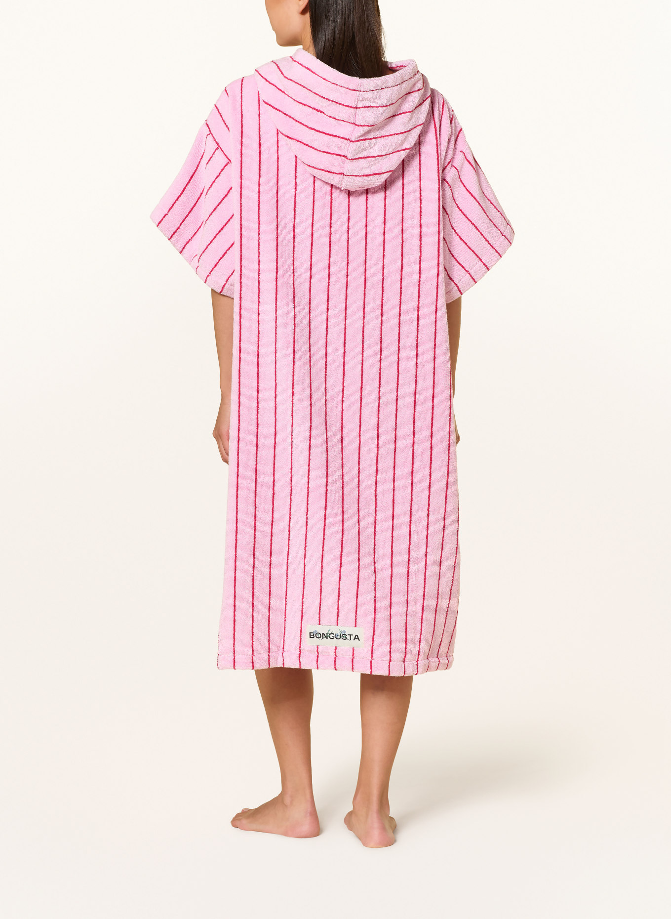 BONGUSTA Poncho unisexe NARAM avec capuche: ROSE / ROUGE