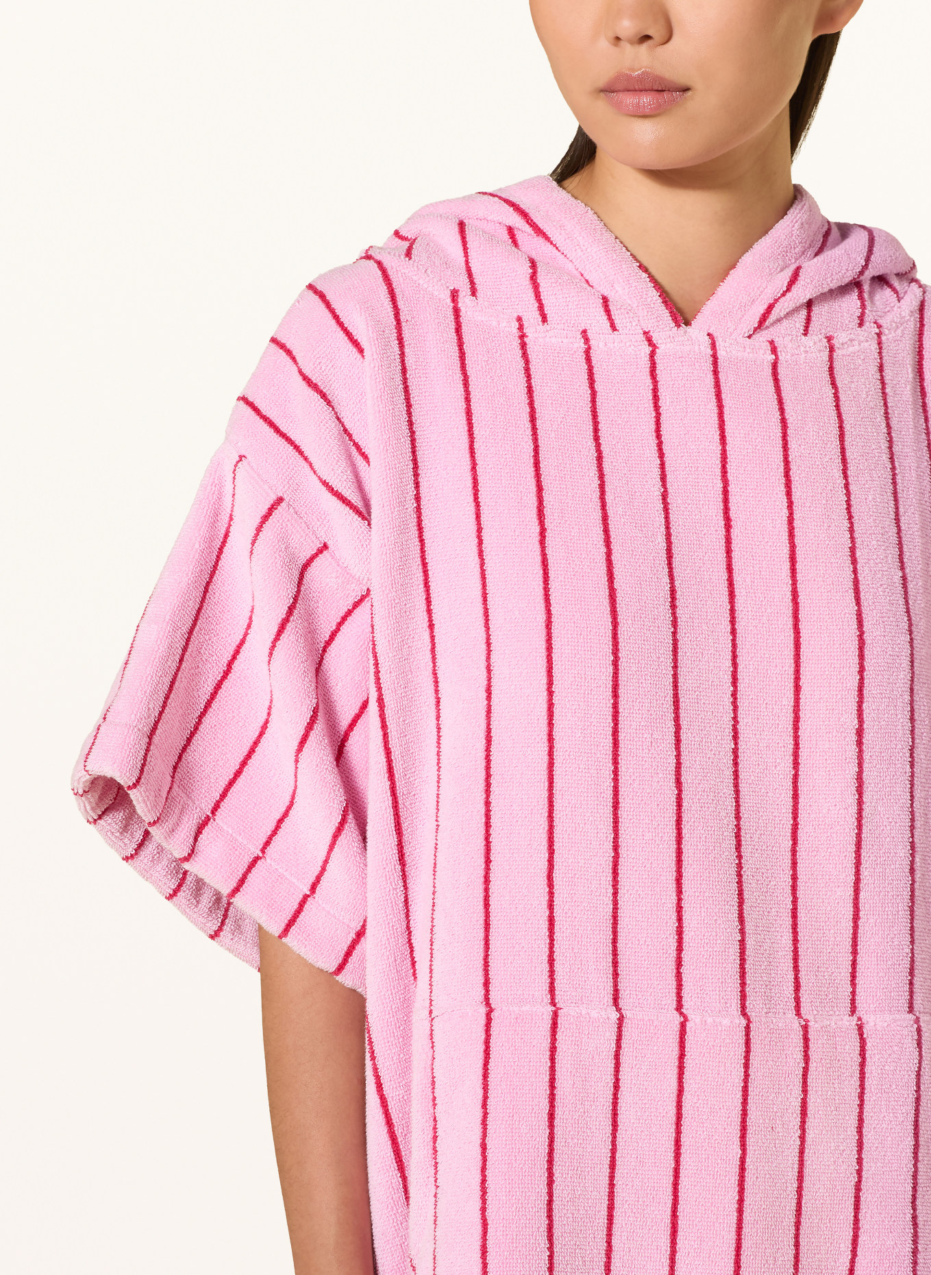 BONGUSTA Poncho unisexe NARAM avec capuche: ROSE / ROUGE