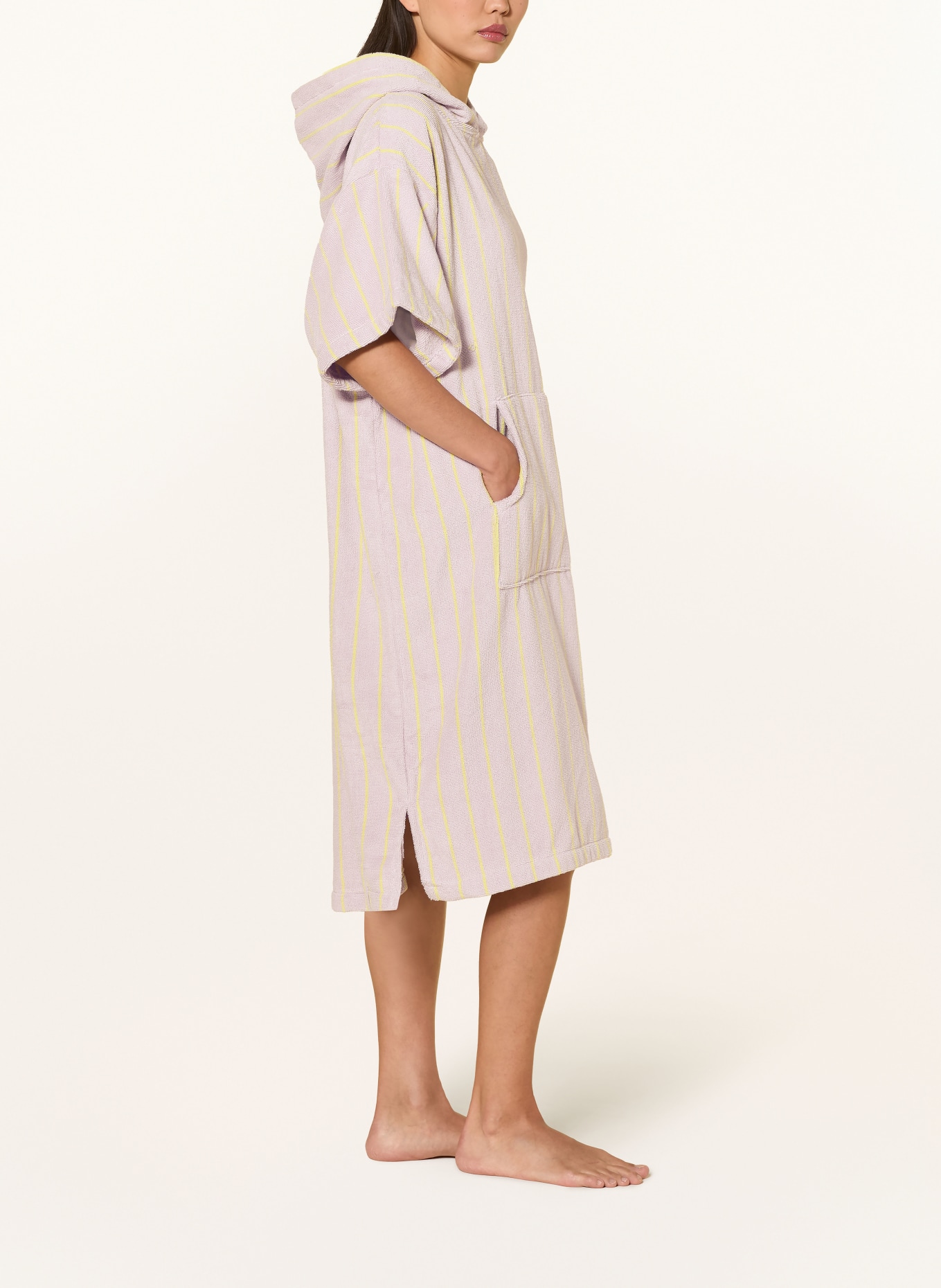 BONGUSTA Unisex-Poncho NARAM met capuchon: LICHTPAARS / GEEL