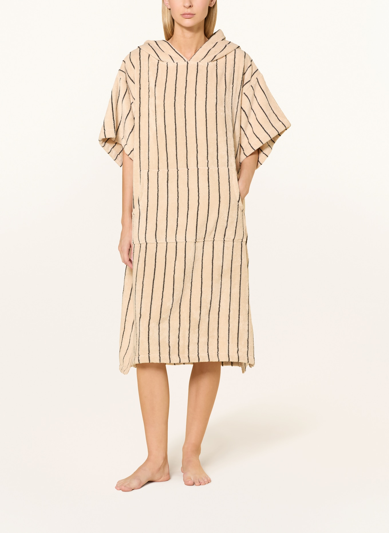 BONGUSTA Unisex-Poncho NARAM mit Kapuze: CREME / DUNKELBRAUN
