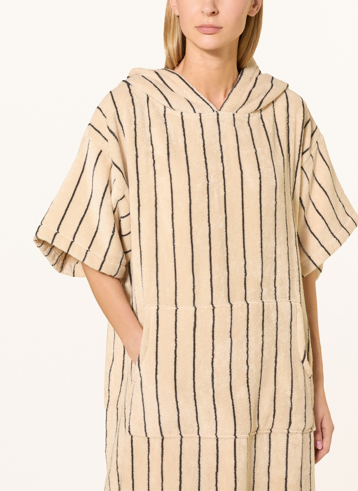 BONGUSTA Unisex-Poncho NARAM mit Kapuze: CREME / DUNKELBRAUN