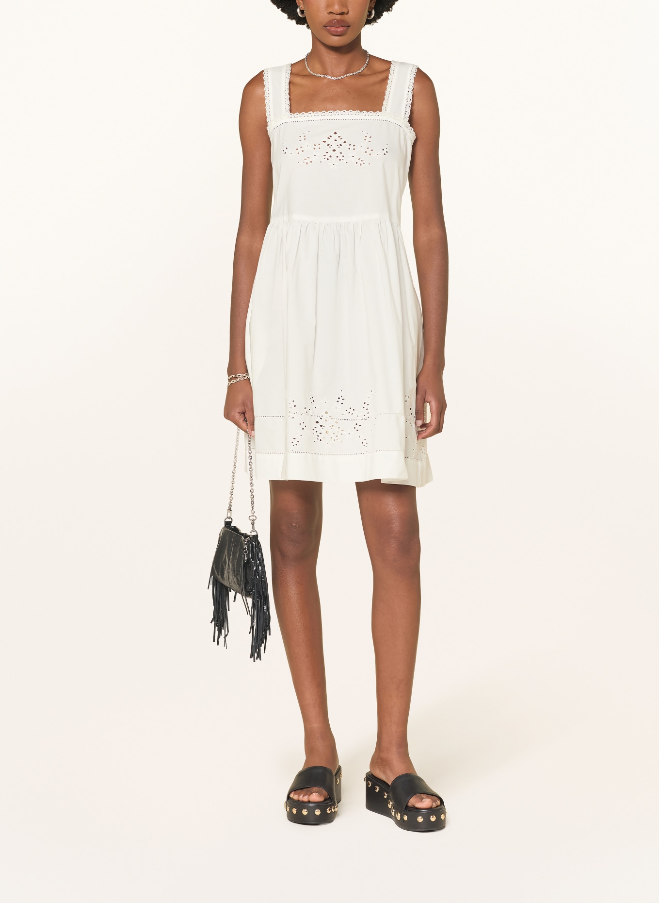 maje Kleid mit Spitze: WEISS