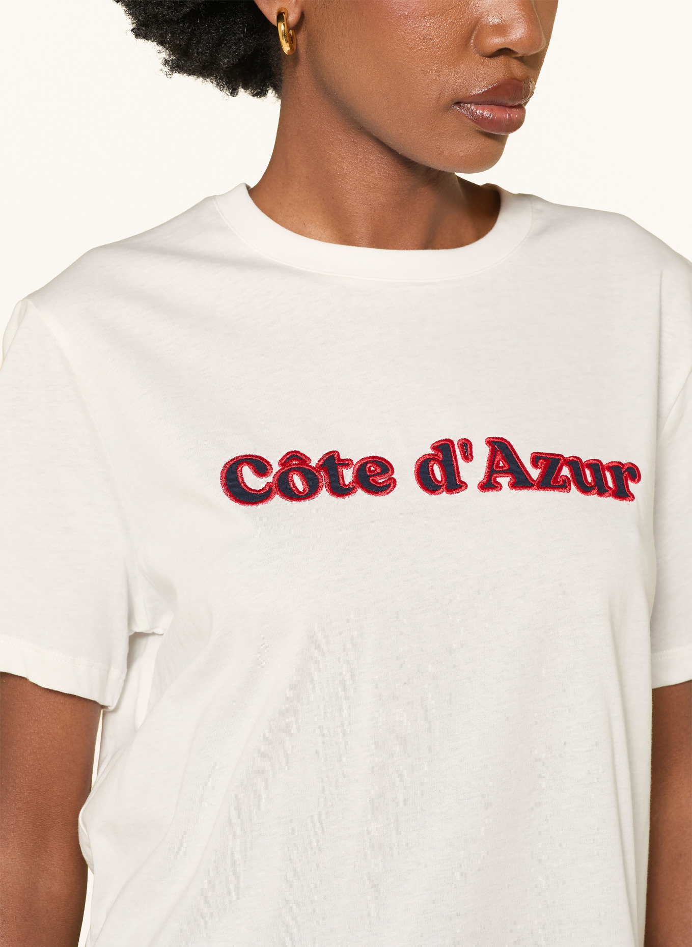 maje T-Shirt: WEISS / ROT / DUNKELBLAU