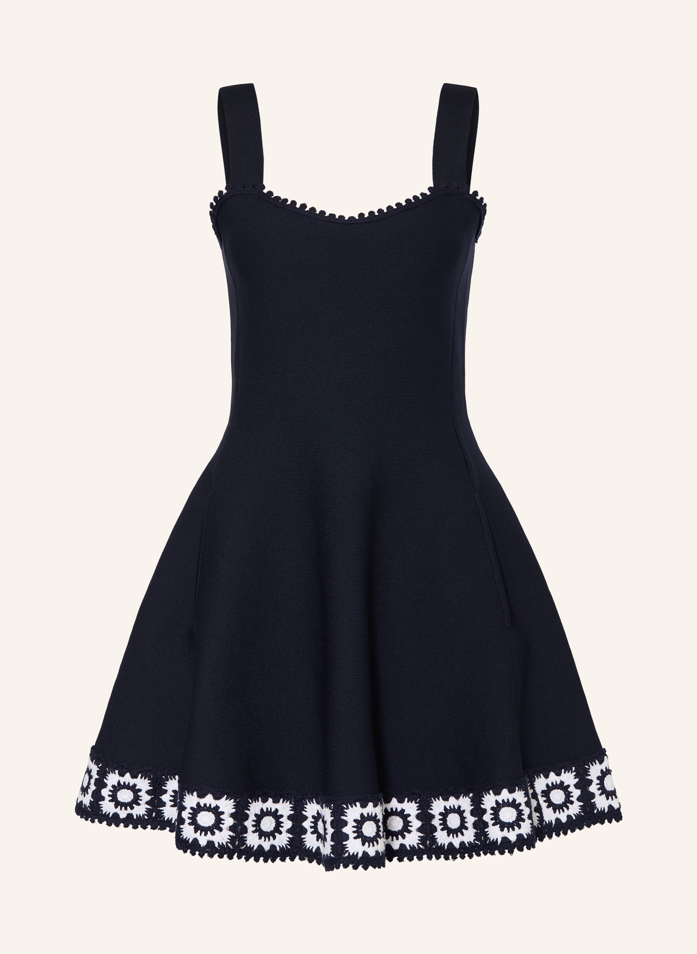 maje Strickkleid: DUNKELBLAU / WEISS