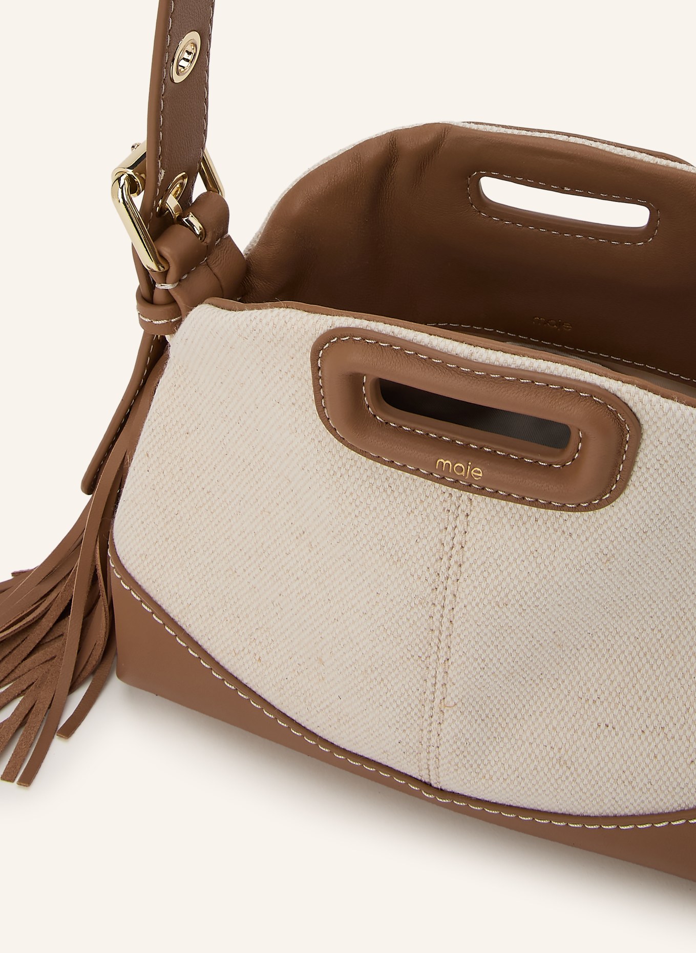 maje Handtasche: BRAUN / GOLD / CREME