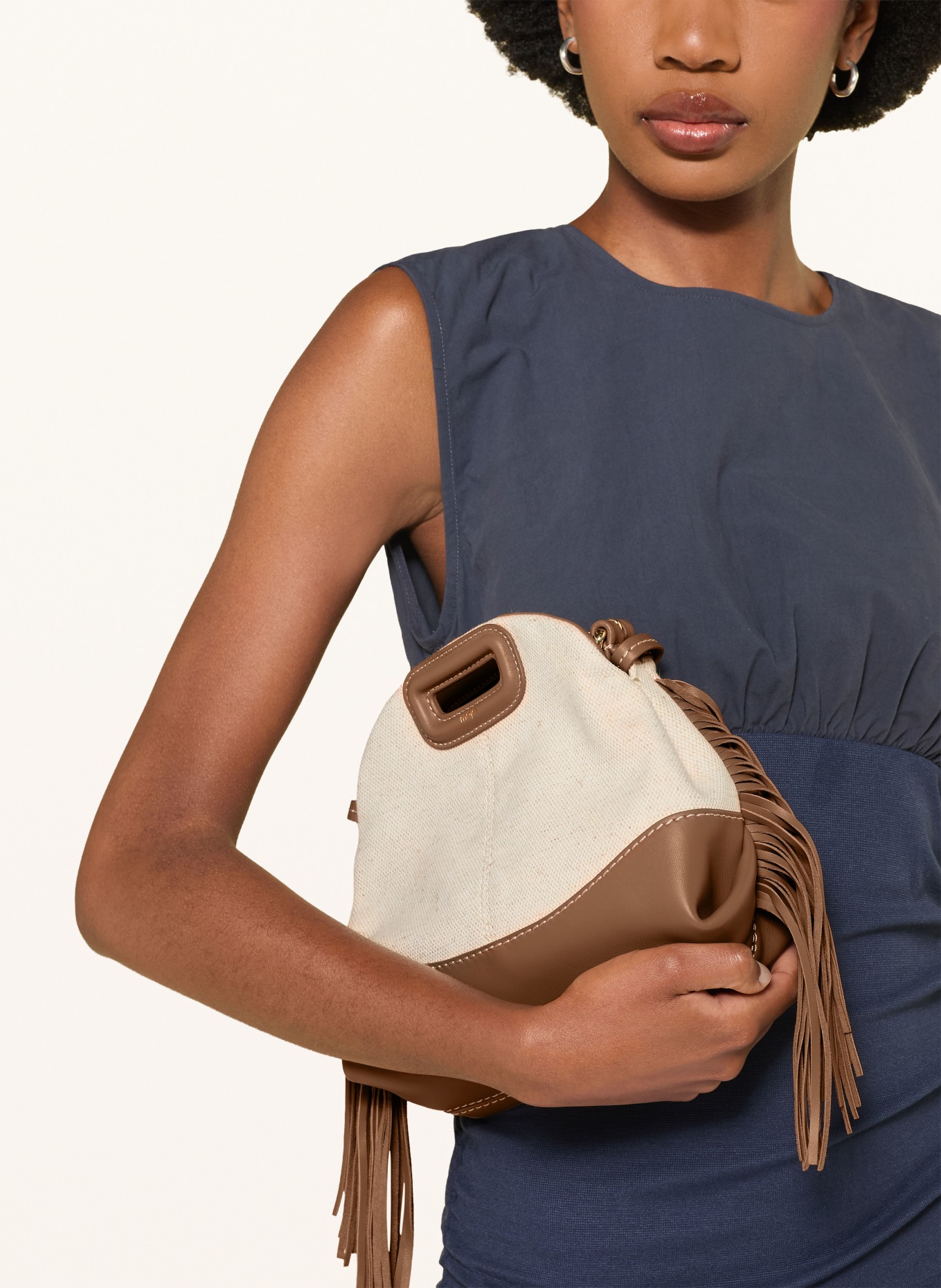 maje Handtasche: BRAUN / GOLD / CREME