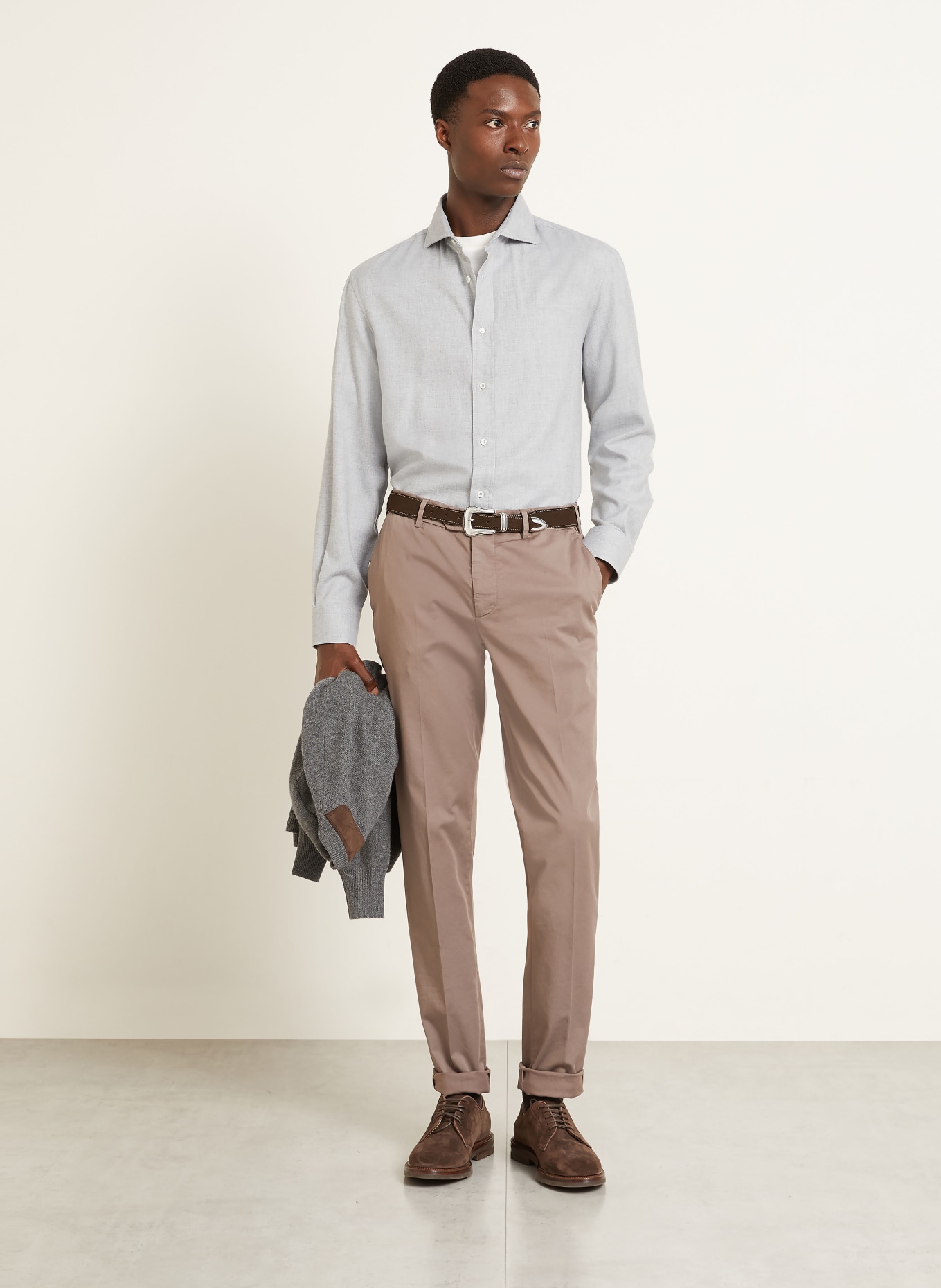 BRUNELLO CUCINELLI Košile Comfort Fit: SVĚTLE ŠEDÁ