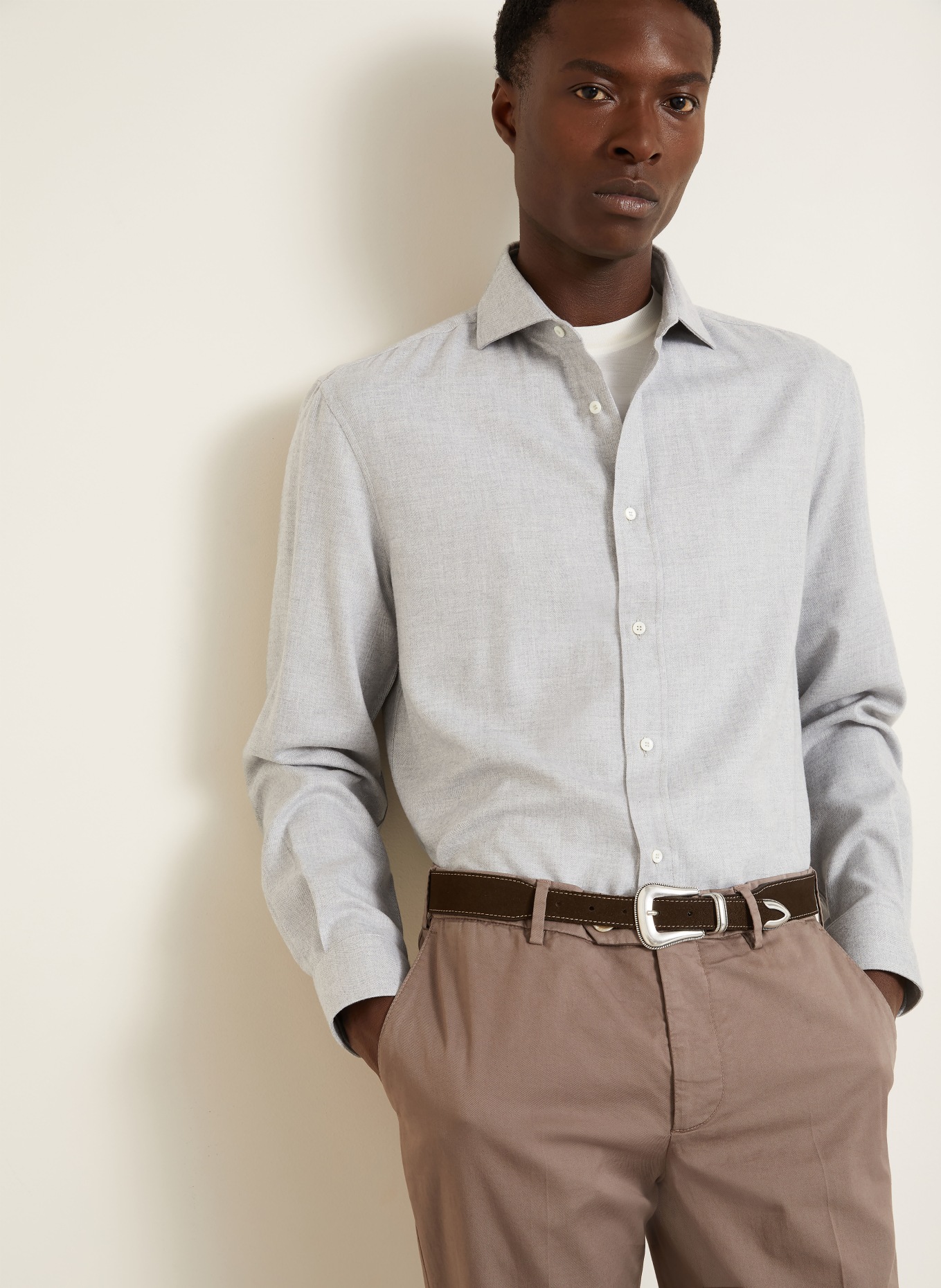 BRUNELLO CUCINELLI Košile Comfort Fit: SVĚTLE ŠEDÁ