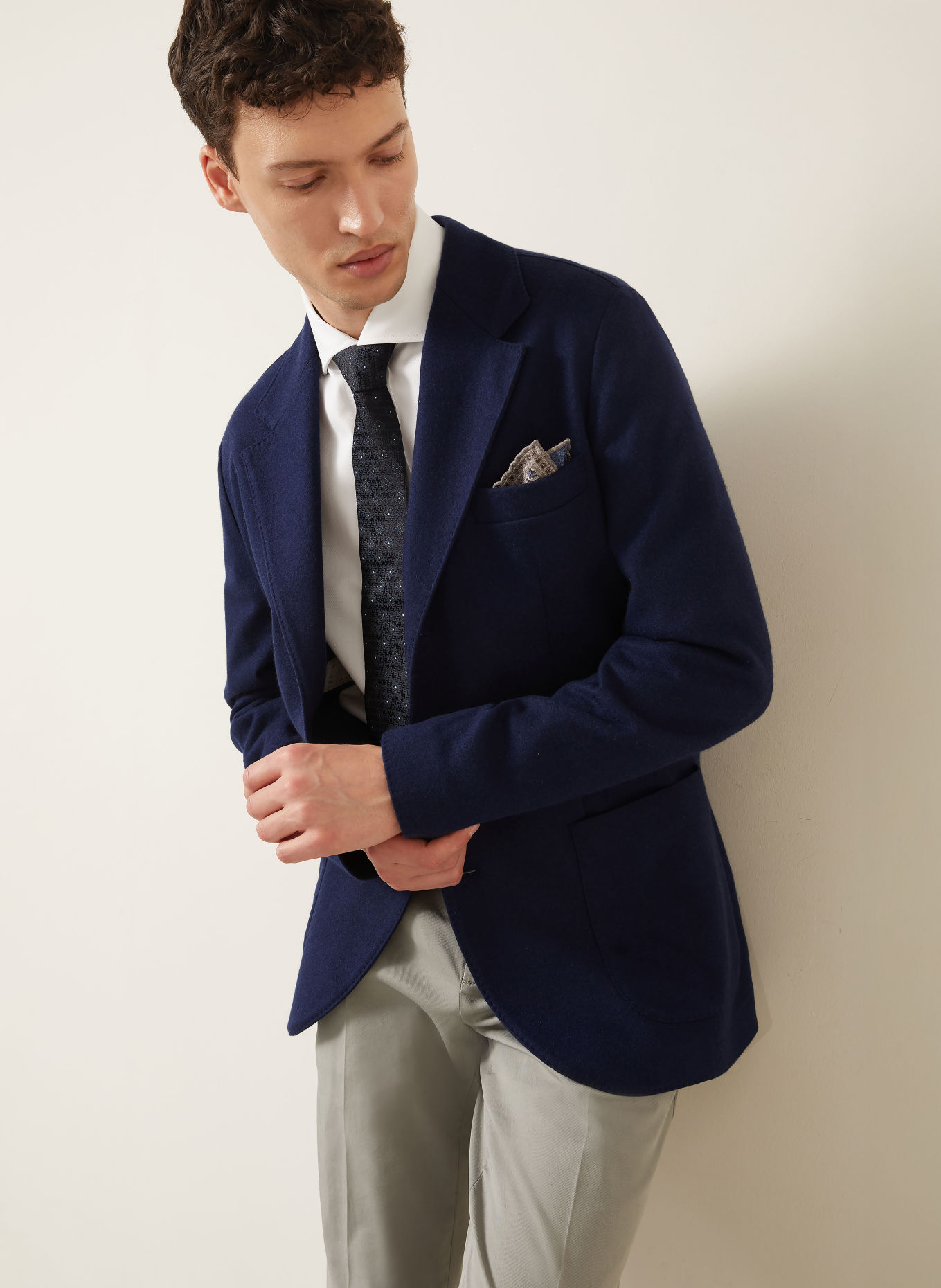 BRUNELLO CUCINELLI Slim fit kasjmier colbert: DONKERBLAUW