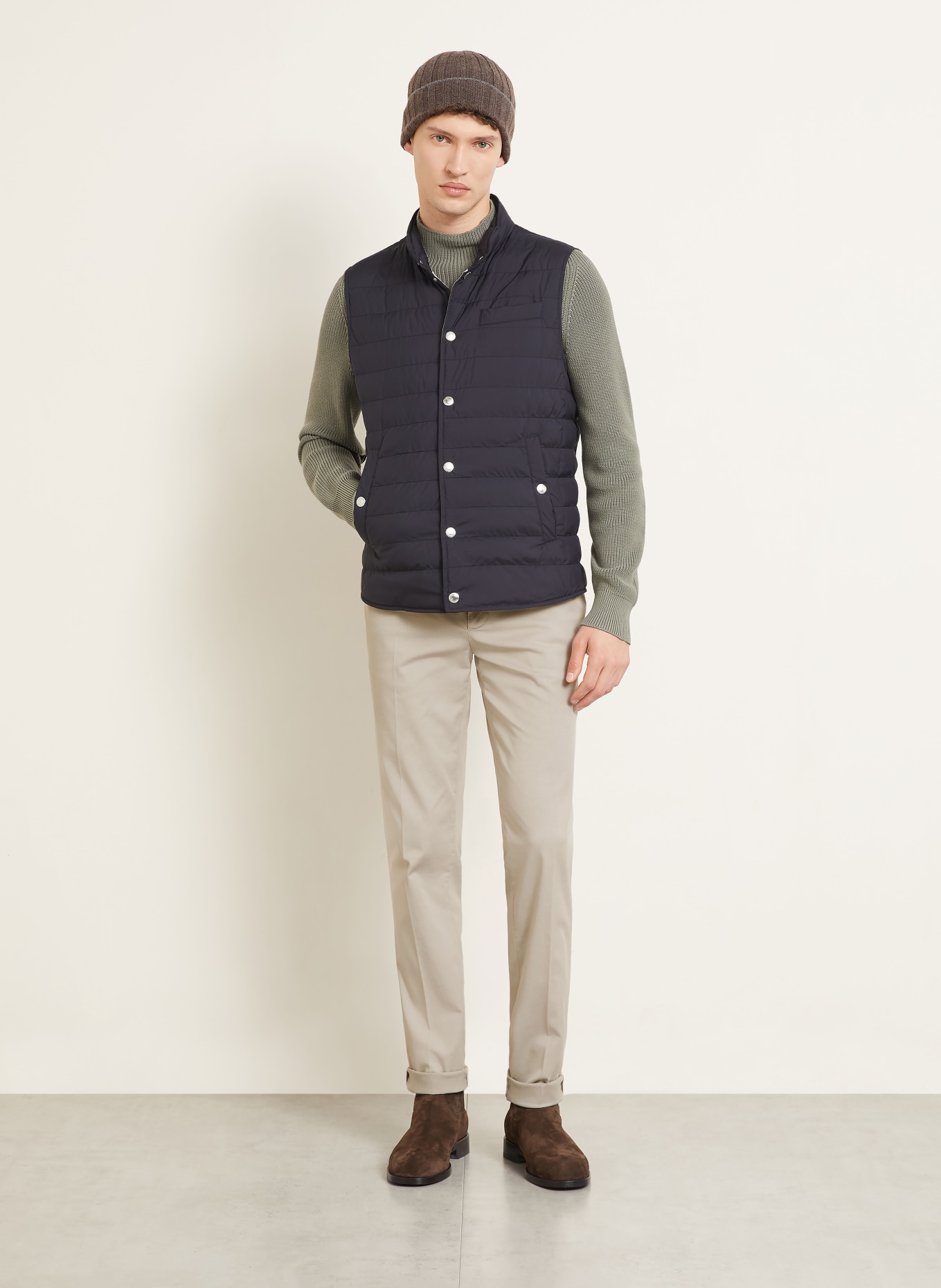 BRUNELLO CUCINELLI Down vest: DARK BLUE
