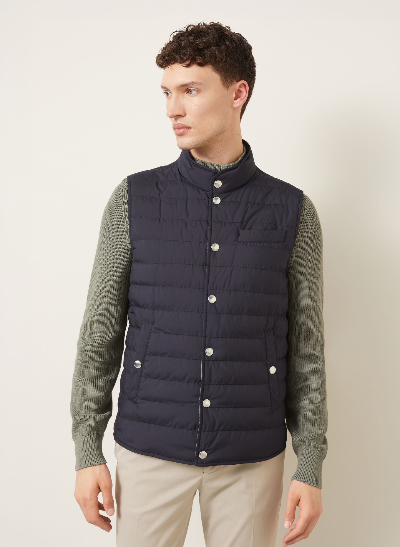 BRUNELLO CUCINELLI Down vest: DARK BLUE