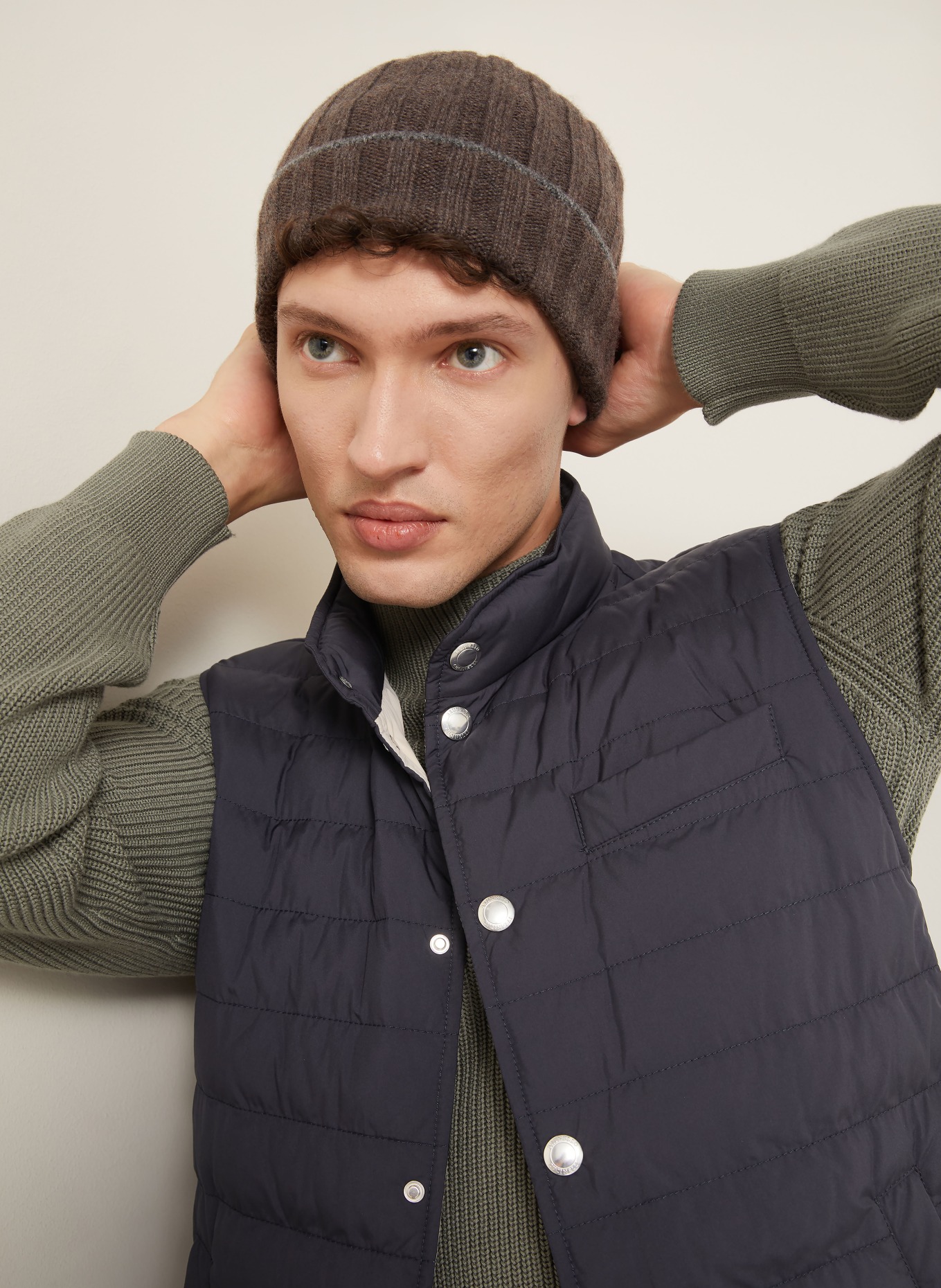 BRUNELLO CUCINELLI Down vest: DARK BLUE