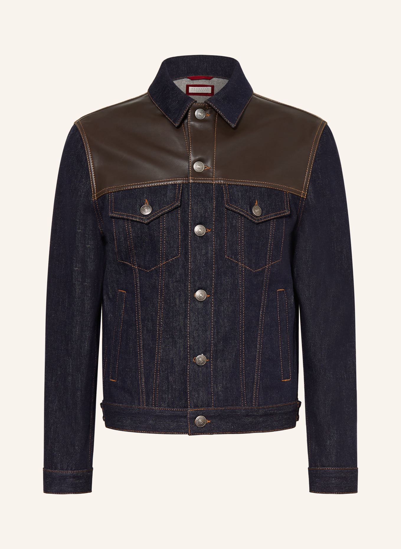 BRUNELLO CUCINELLI Kurtka dżinsowa z mieszanki materiałów: C9014 BLU