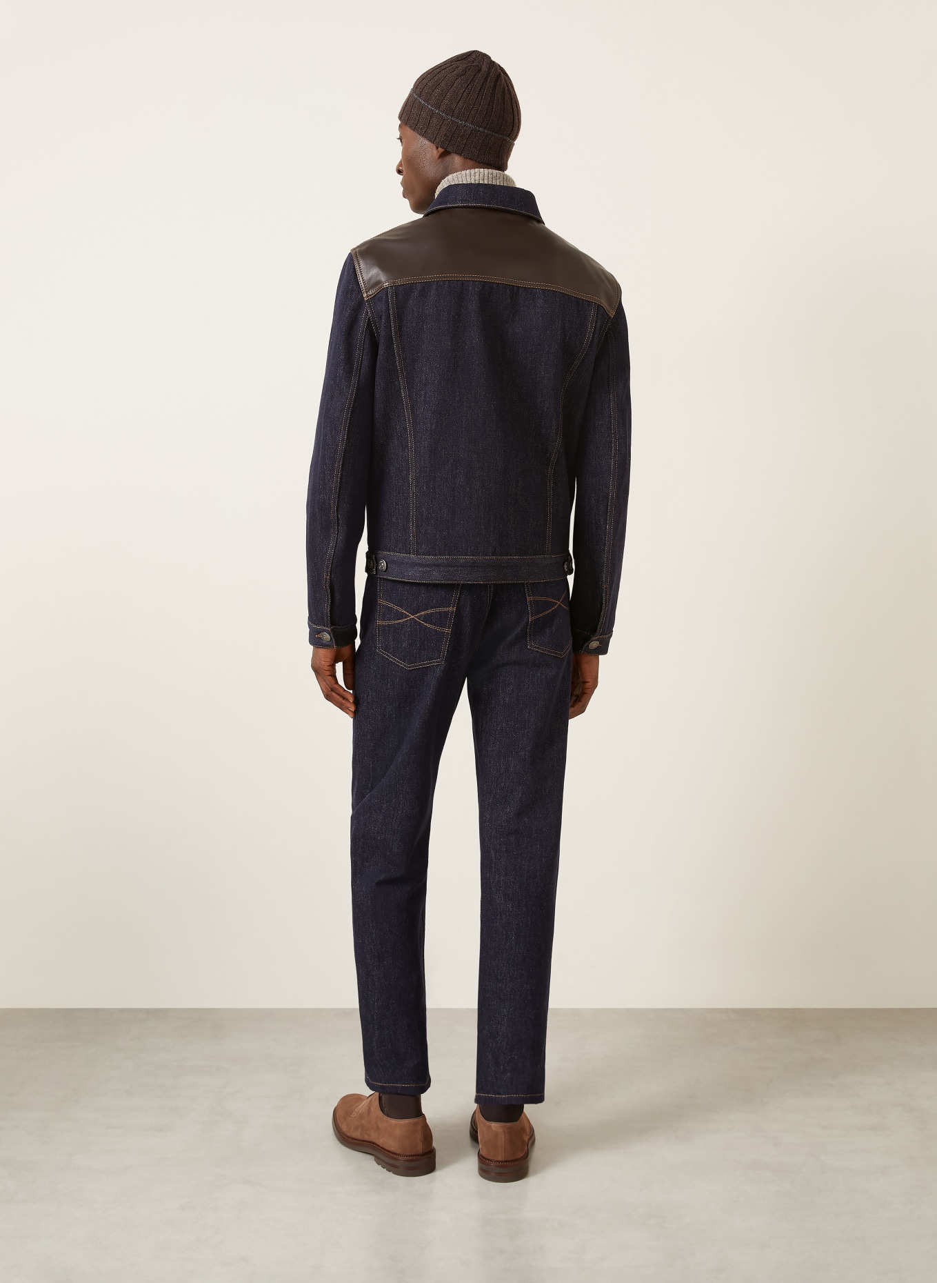 BRUNELLO CUCINELLI Kurtka dżinsowa z mieszanki materiałów: C9014 BLU