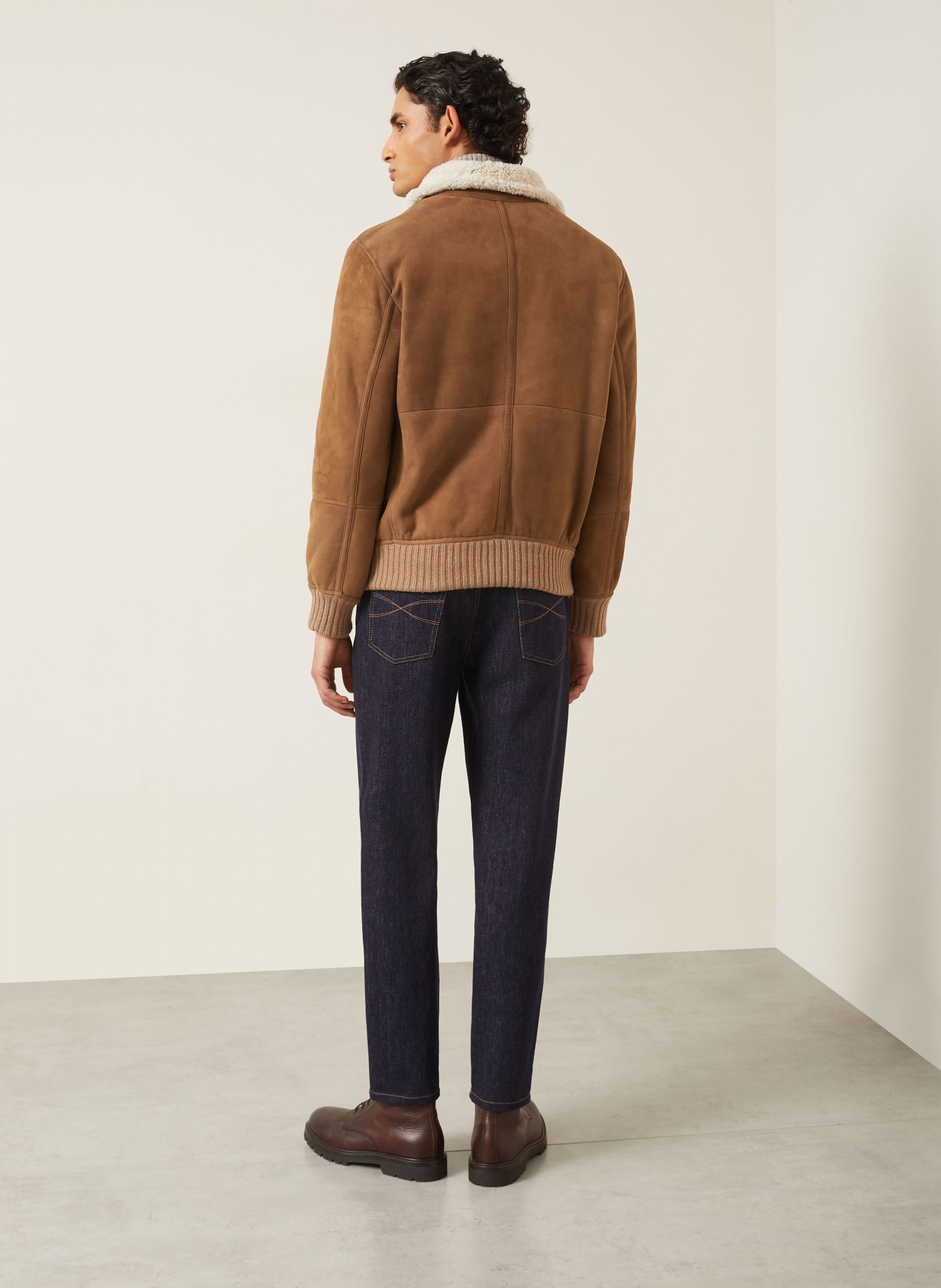 BRUNELLO CUCINELLI Leren jas: COGNAC / CRÈME