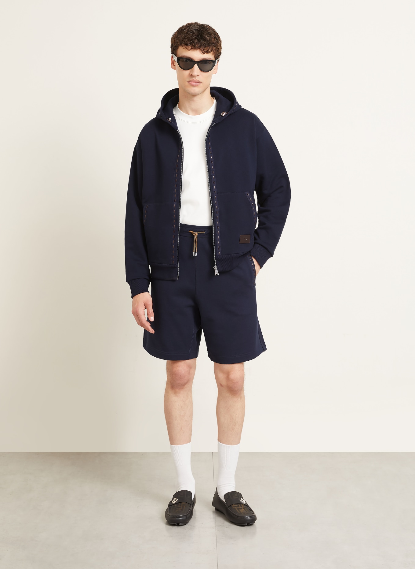 FENDI Sweatshorts: DUNKELBLAU / DUNKELBRAUN