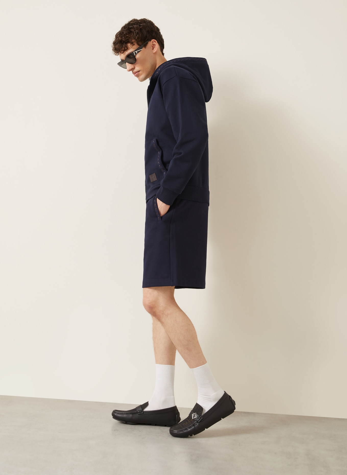 FENDI Sweatshorts: DUNKELBLAU / DUNKELBRAUN