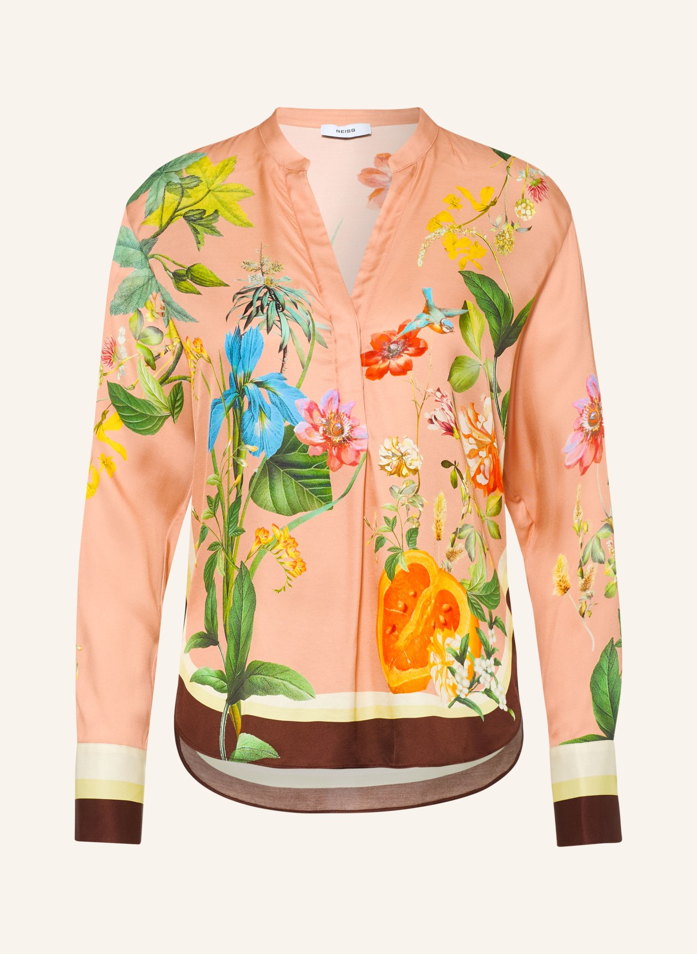 REISS Blusenshirt MILOS: ROSA / DUNKELBRAUN / HELLGRÜN