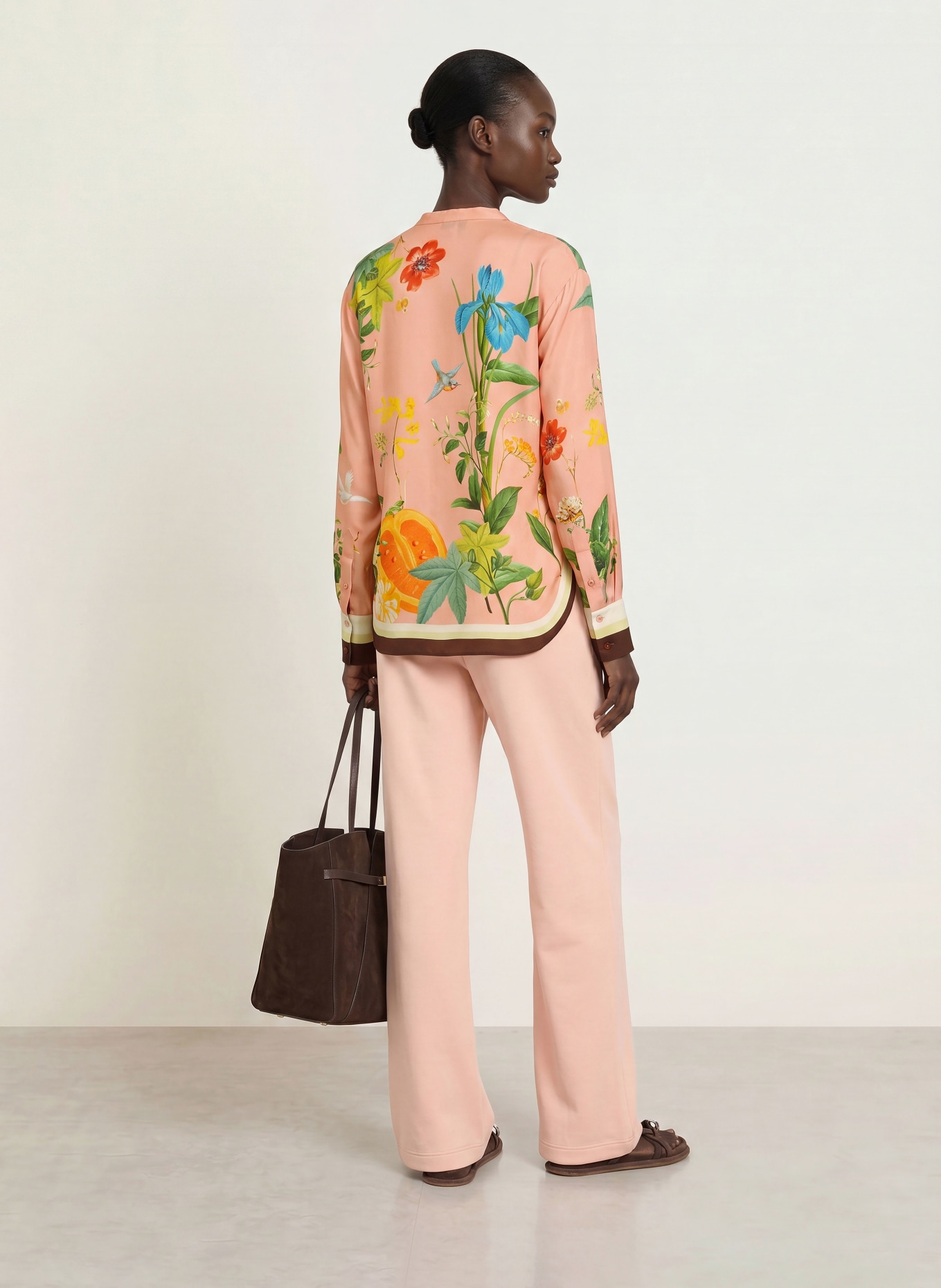 REISS Blusenshirt MILOS: ROSA / DUNKELBRAUN / HELLGRÜN