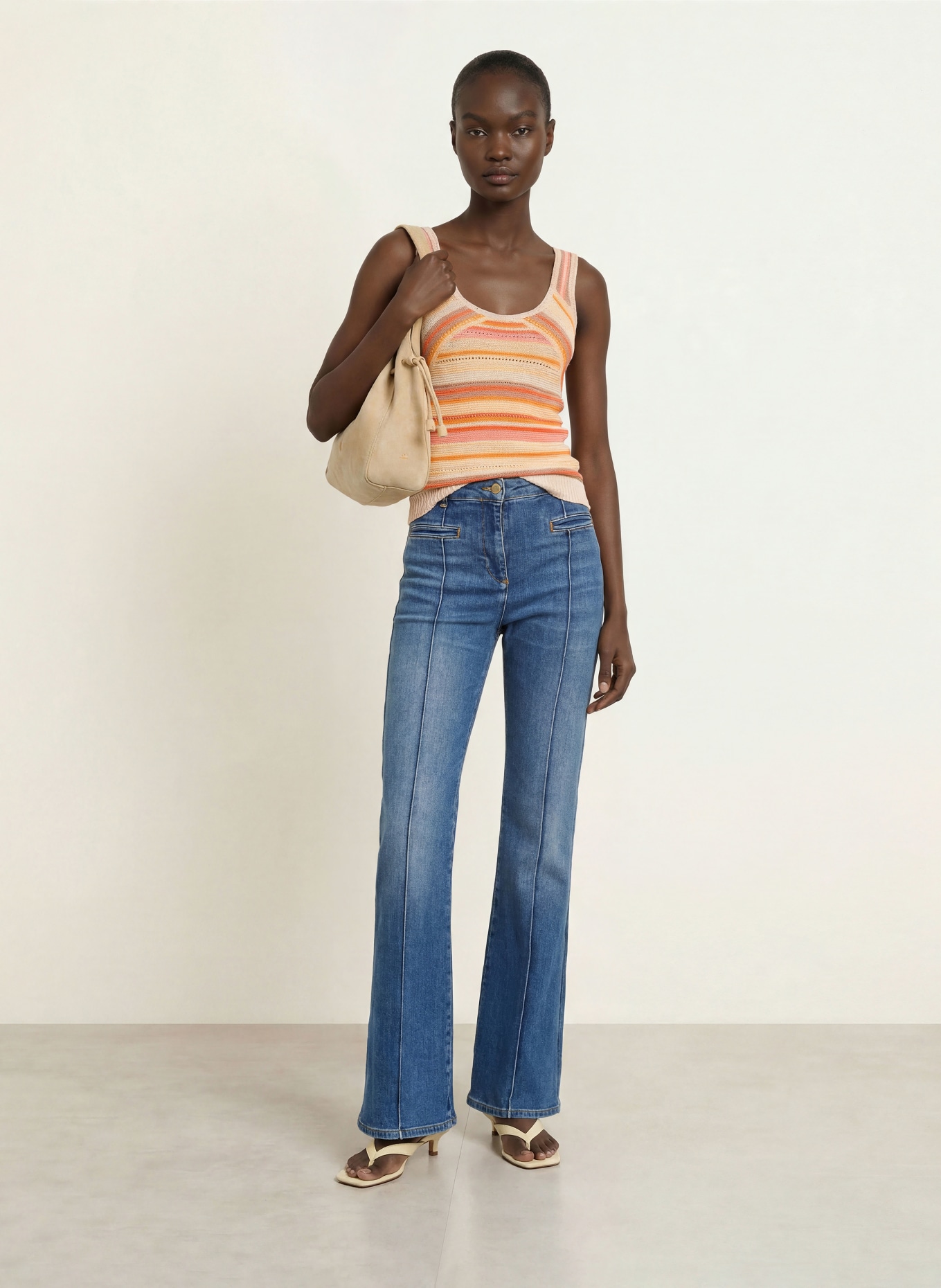 REISS Stricktop MIRIAM: CREME / TAUPE / ORANGE
