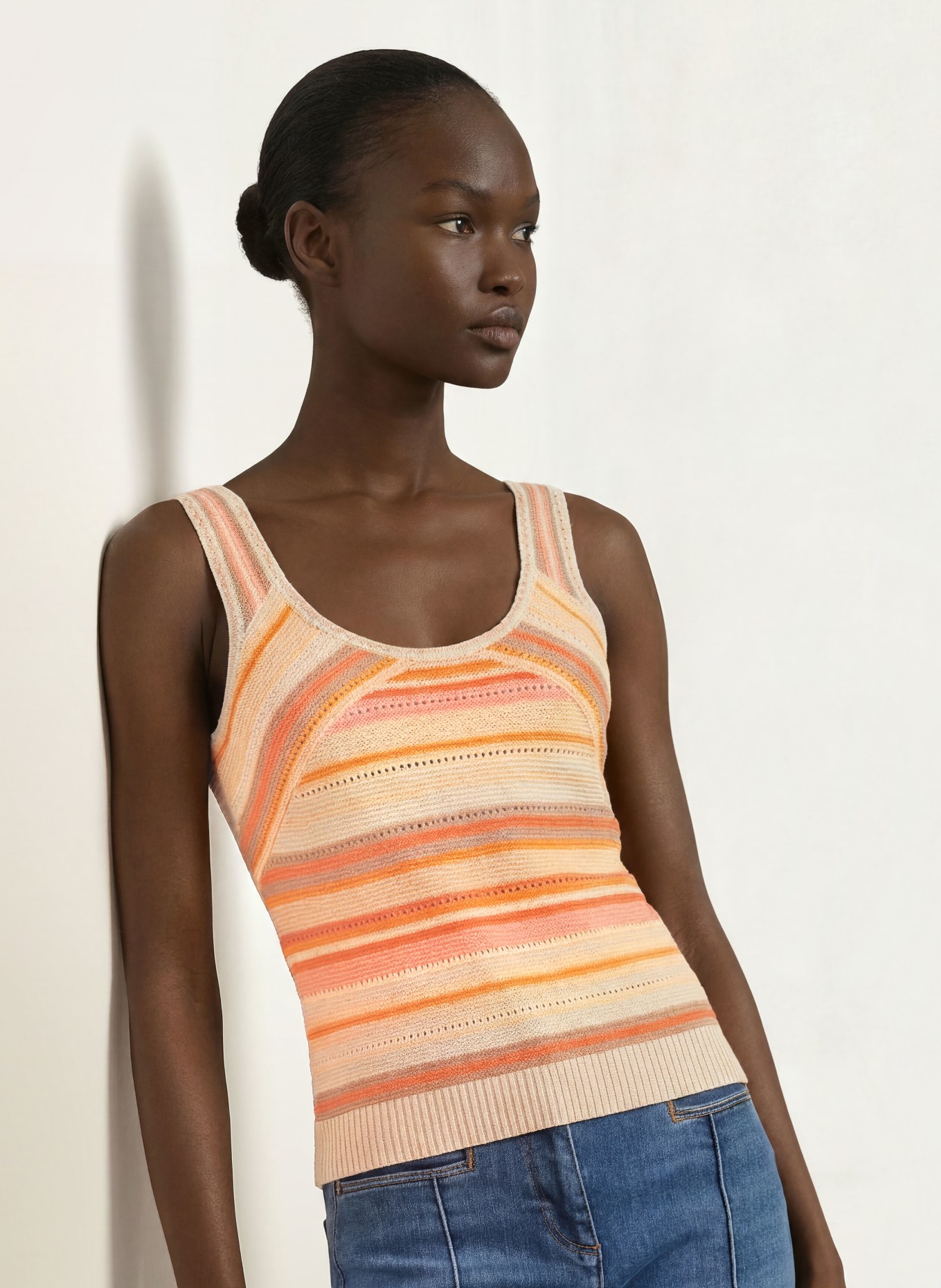 REISS Stricktop MIRIAM: CREME / TAUPE / ORANGE