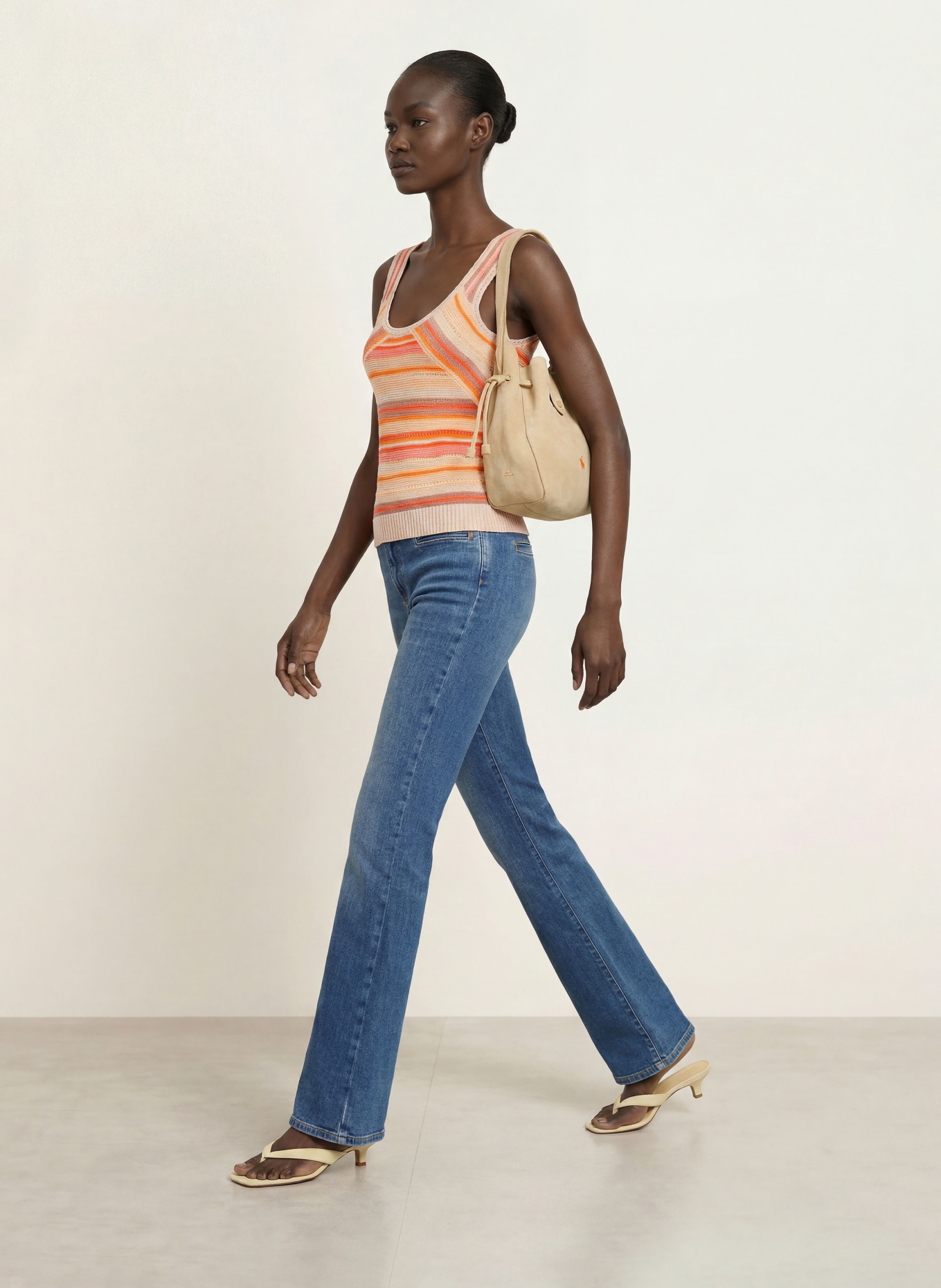 REISS Stricktop MIRIAM: CREME / TAUPE / ORANGE