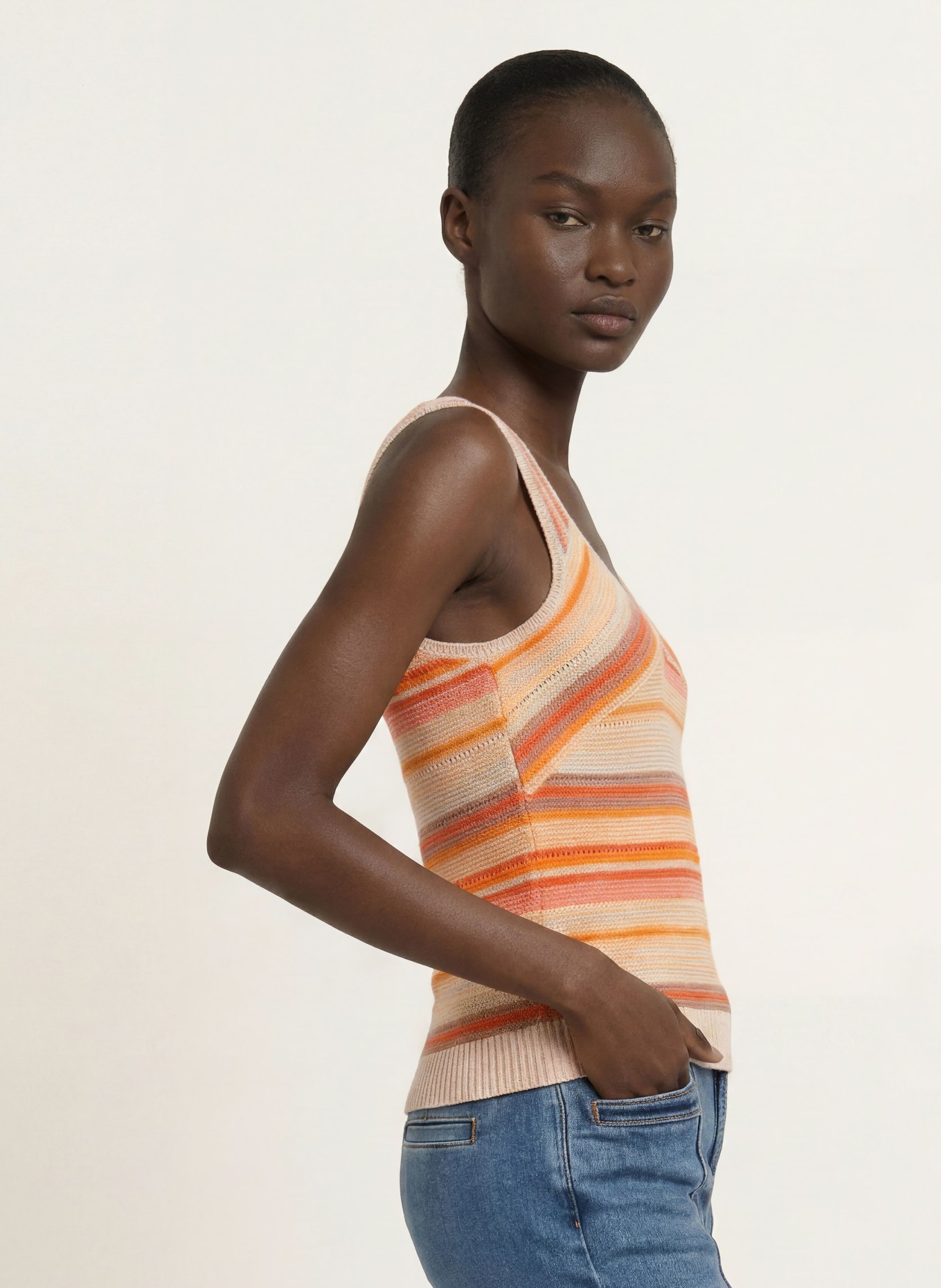 REISS Stricktop MIRIAM: CREME / TAUPE / ORANGE