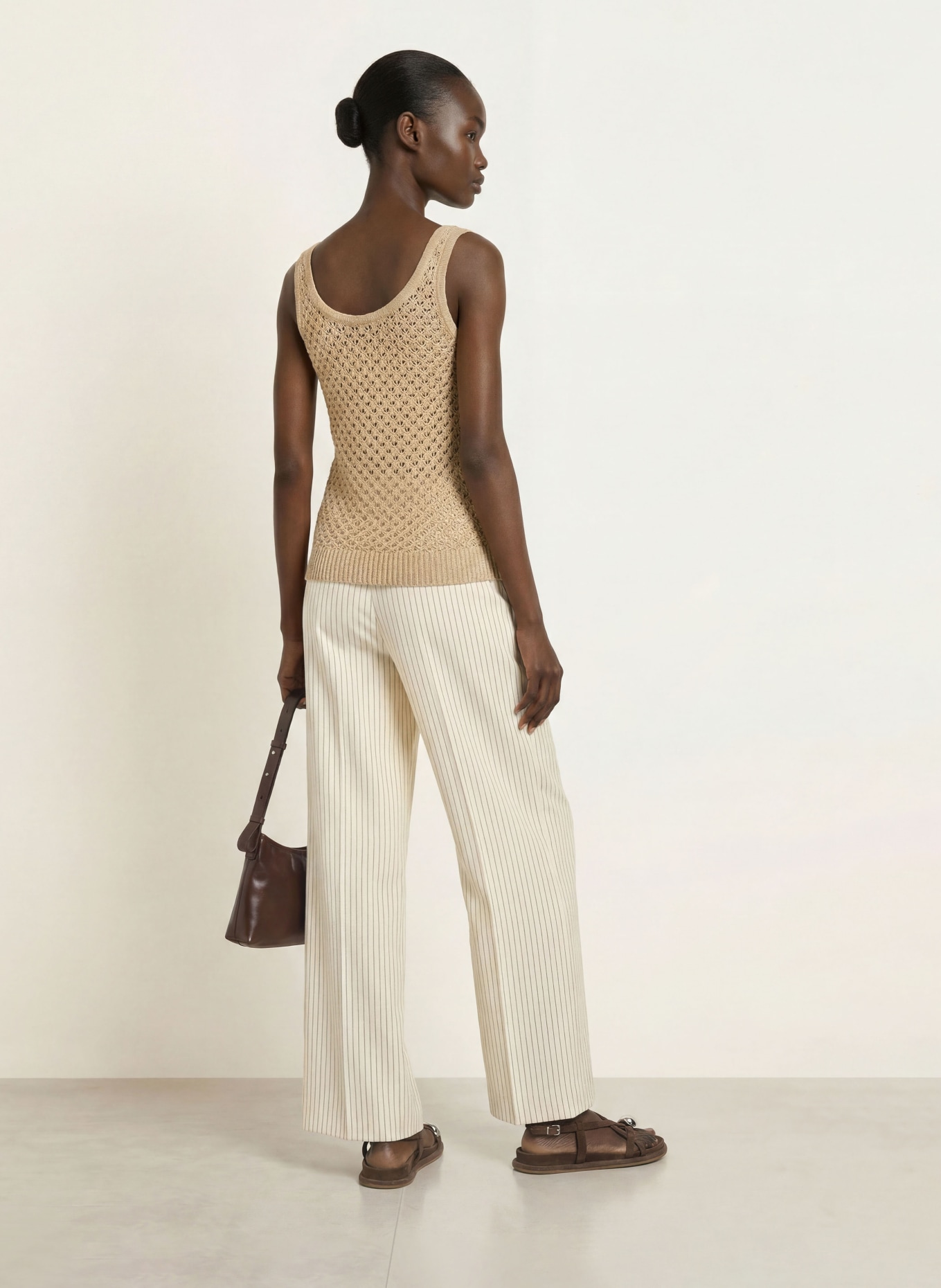 REISS Stricktop COLETTE aus Leinen: BEIGE