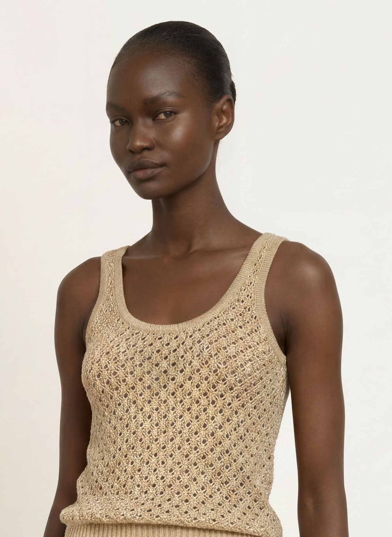 REISS Stricktop COLETTE aus Leinen: BEIGE
