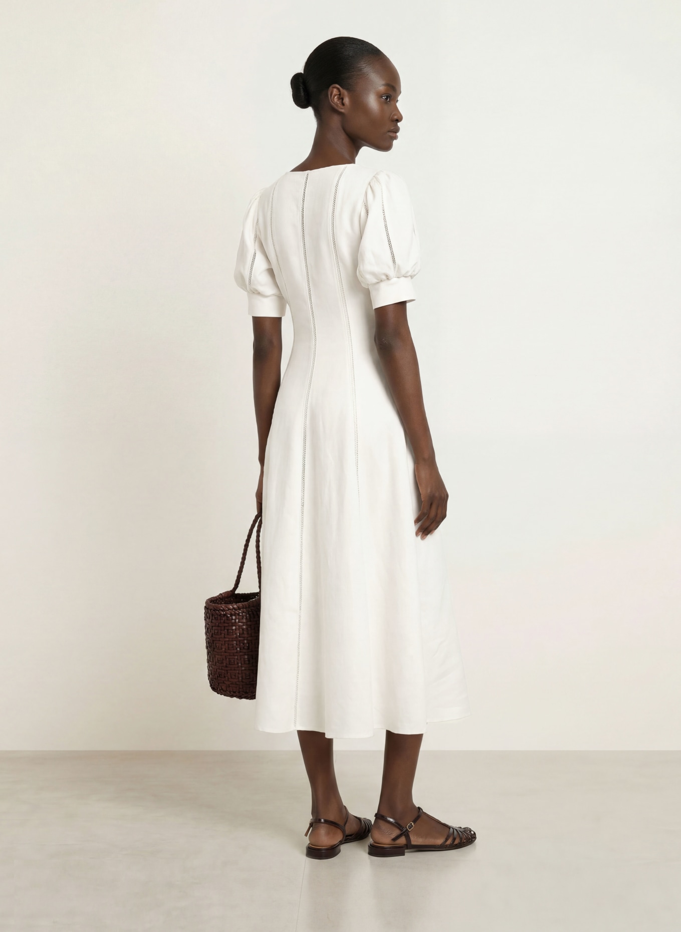 REISS Leinenkleid RIVA: ECRU