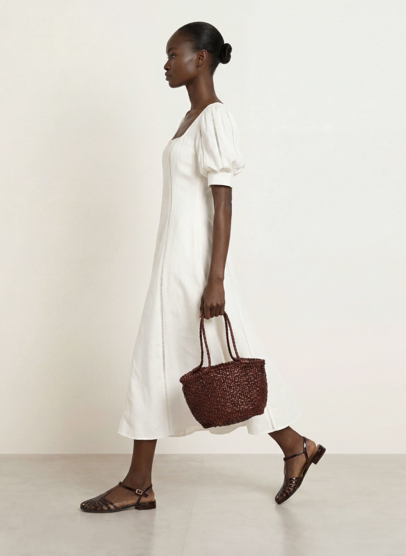 REISS Leinenkleid RIVA: ECRU