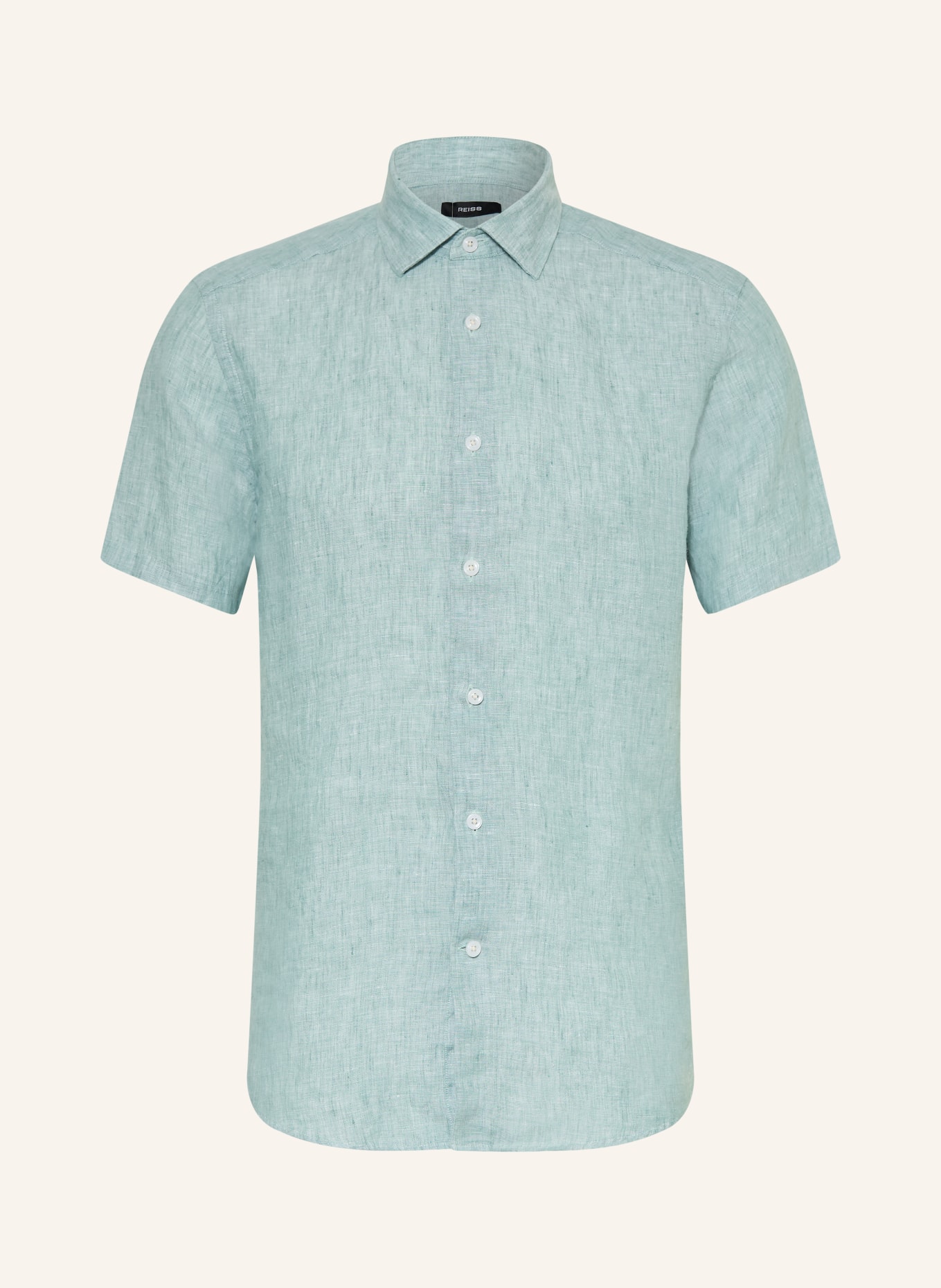 REISS Chemise à manches courtes HOLIDAY Slim Fit en lin: TURQUOISE