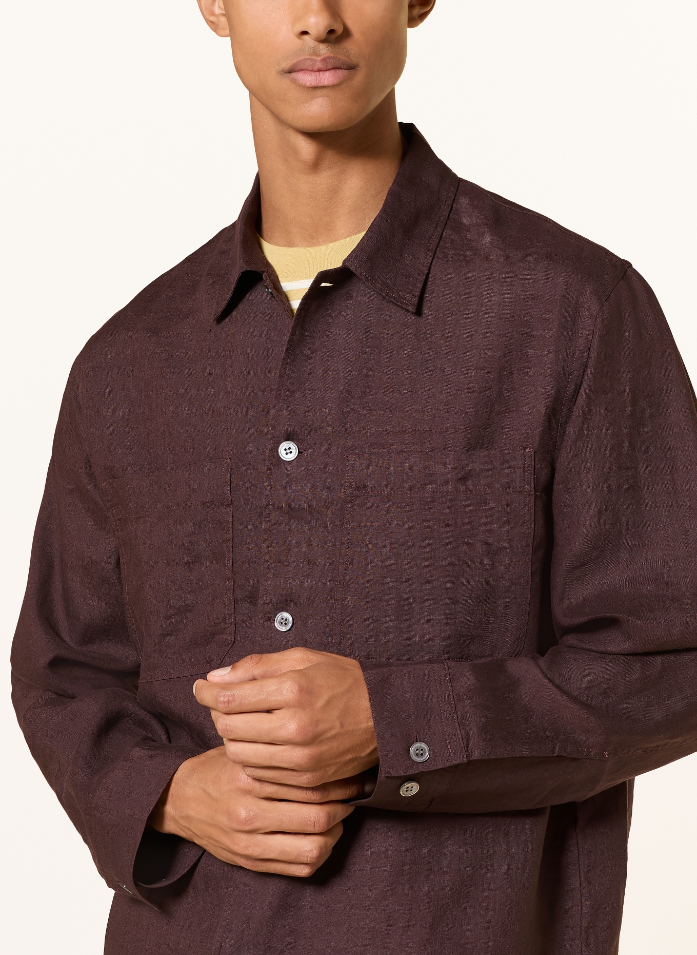 ARKET Linen Shirt, Relaxed Fit: DARK BROWN