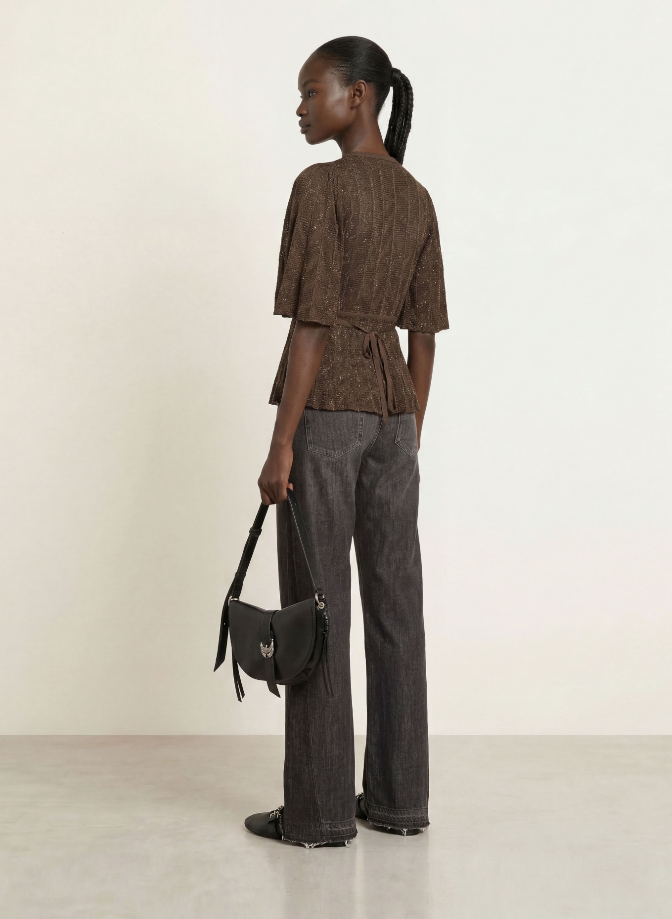 ba&sh Wickelbluse WENDY: DUNKELBRAUN / GOLD