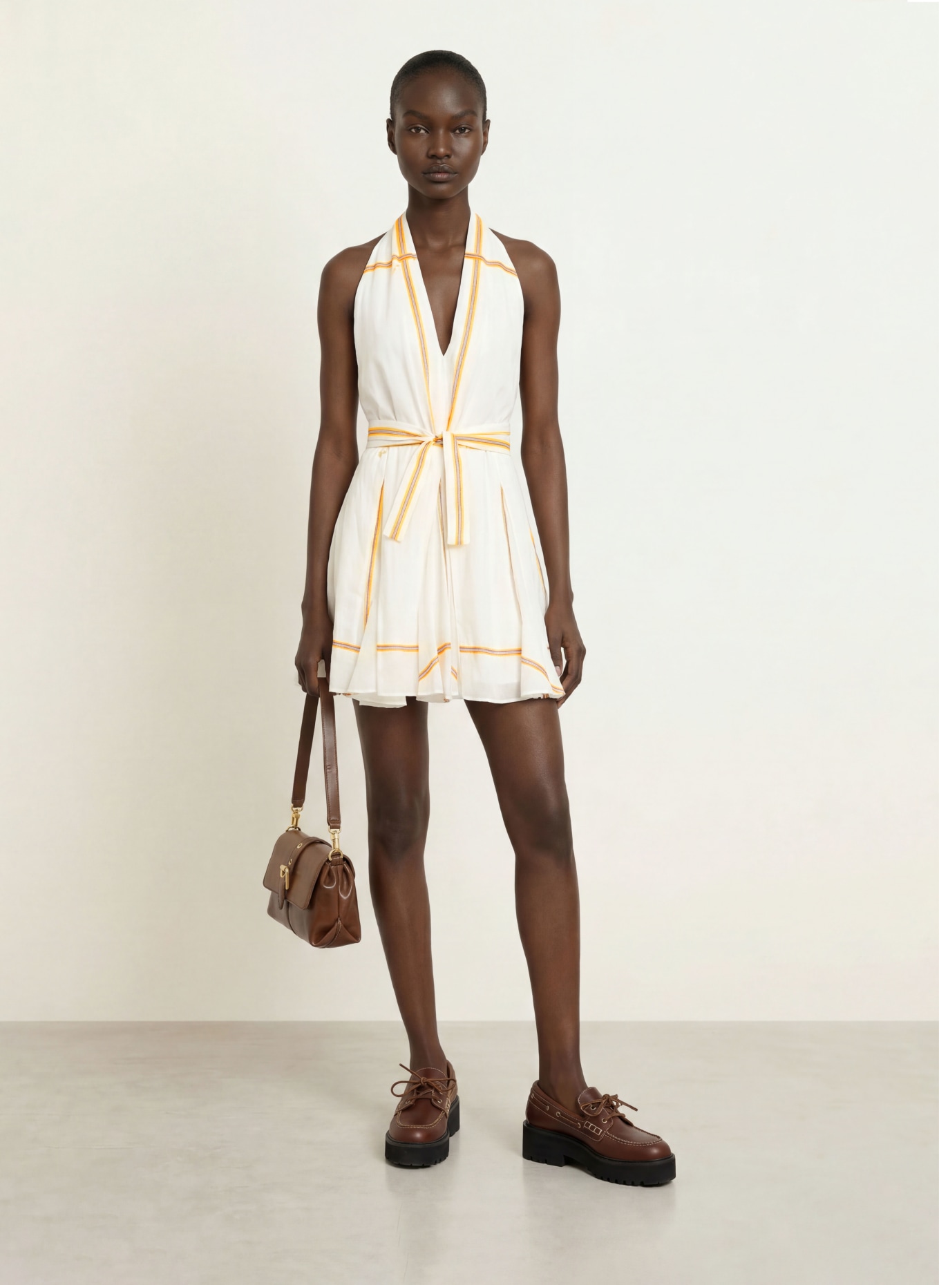 maje Kleid: WEISS / DUNKELORANGE / GELB